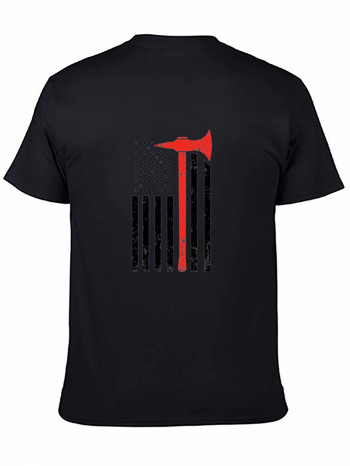 Firefighter Axe Flag T-Shirt - Patriotic Fireman Tee