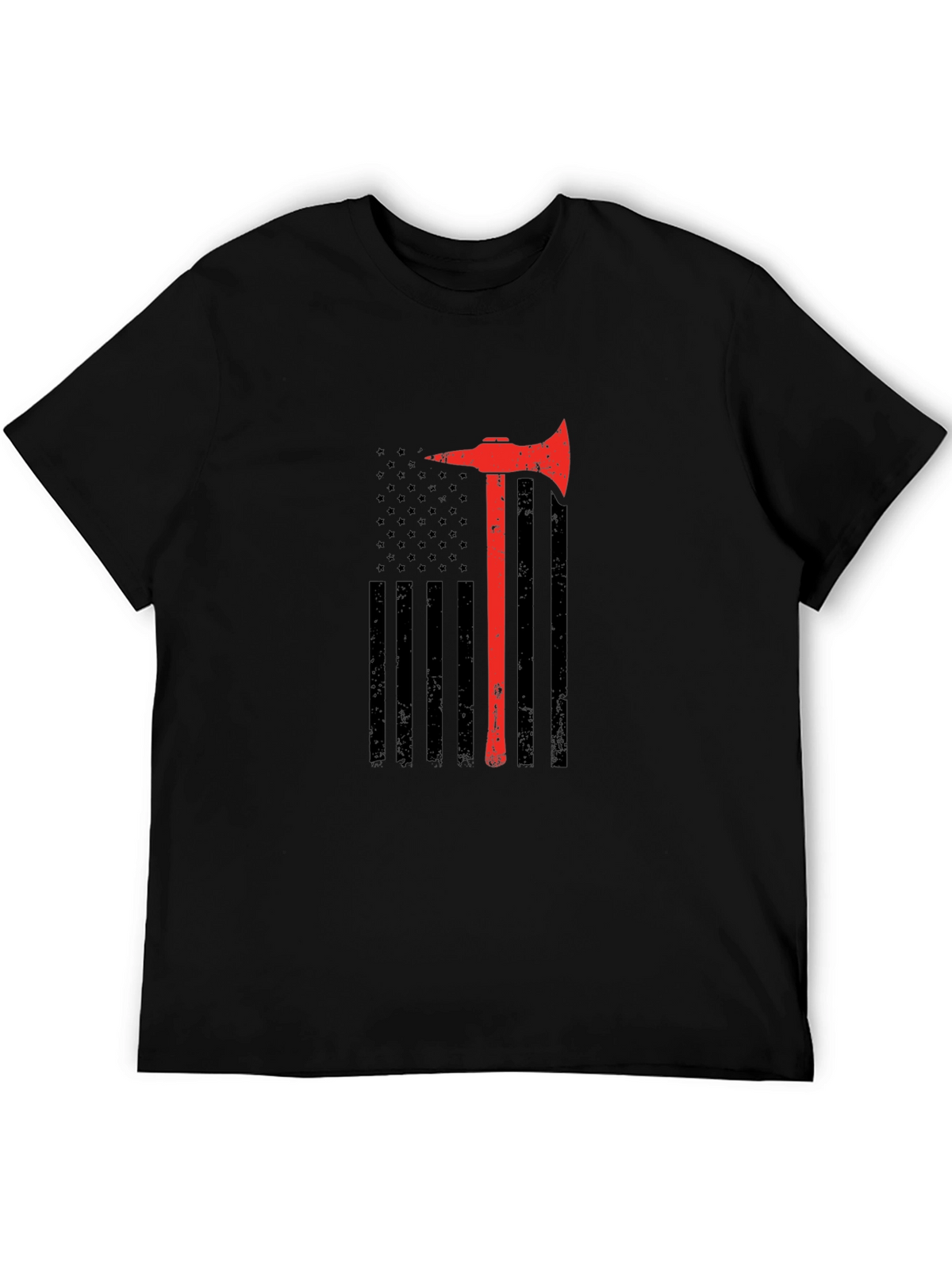 Firefighter Axe Flag T-Shirt - Patriotic Fireman Tee