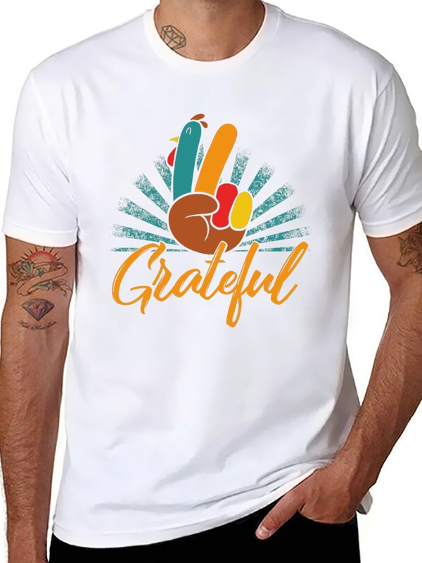 Grateful Turkey Hand Peace Sign T-Shirt
