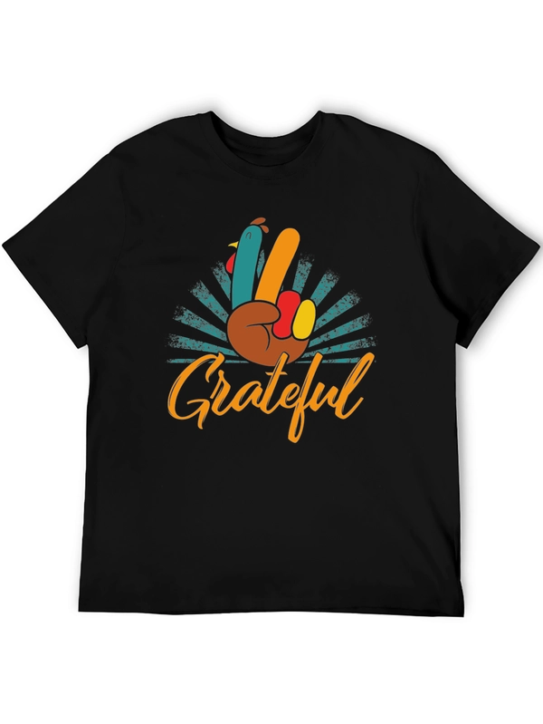 Grateful Turkey Hand Peace Sign T-Shirt
