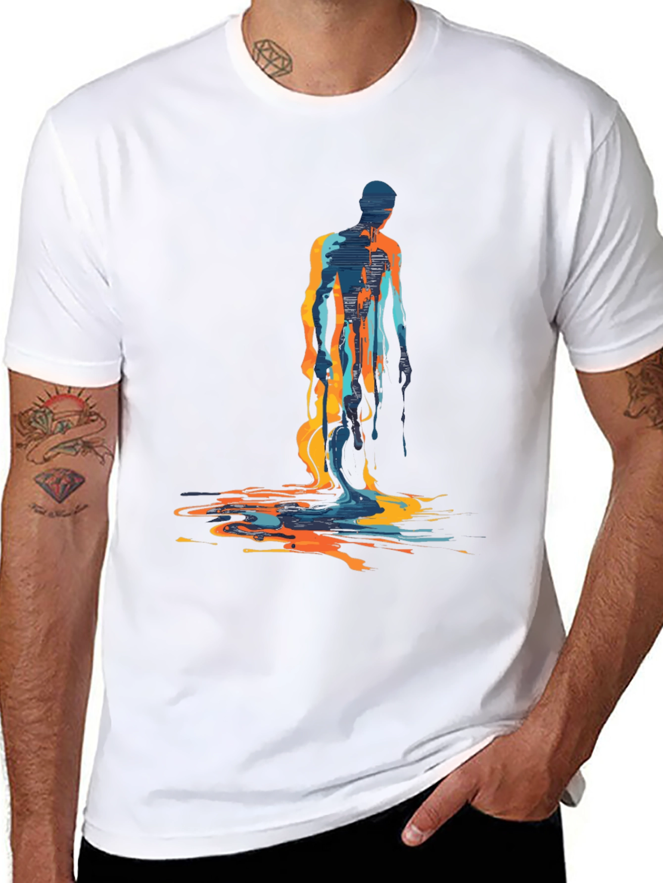 Abstract Figure Graphic Tee - Mens Black T-Shirt