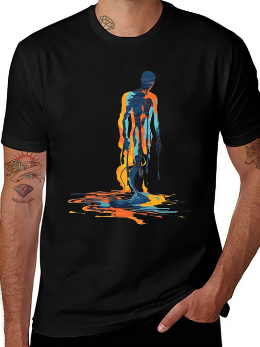 Abstract Figure Graphic Tee - Mens Black T-Shirt