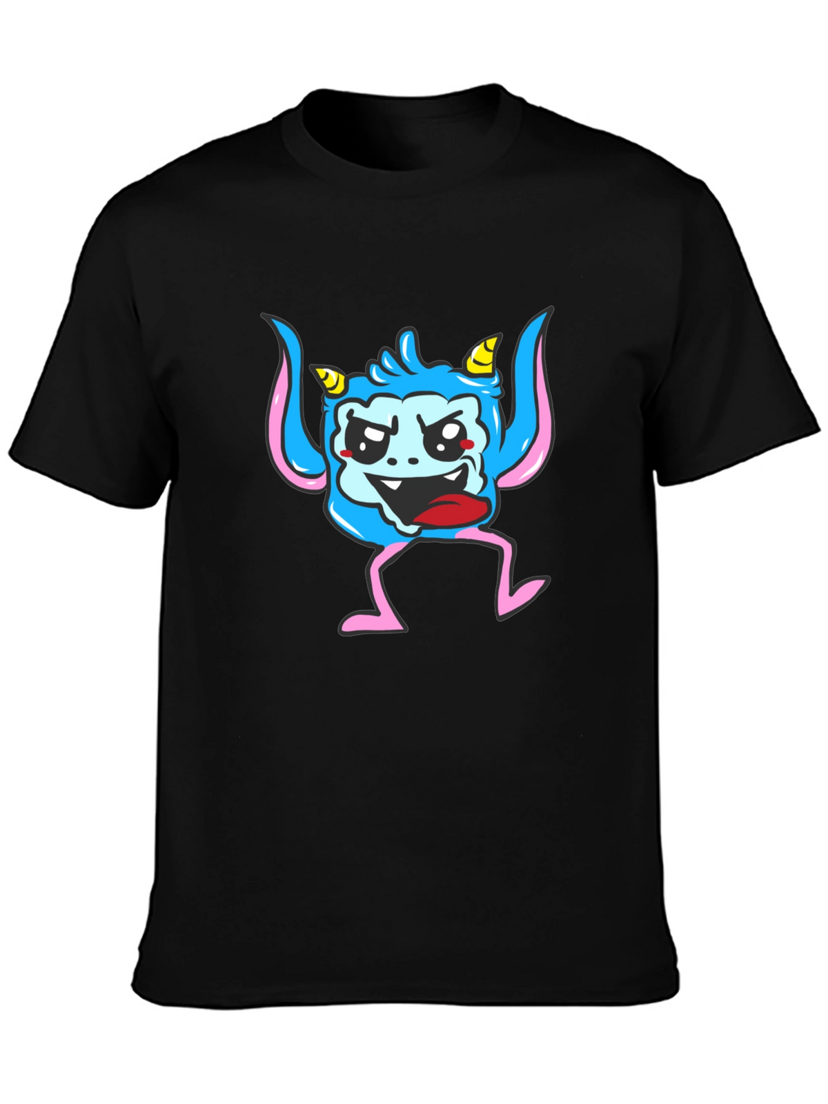 Monster Graphic Print Black T-Shirt