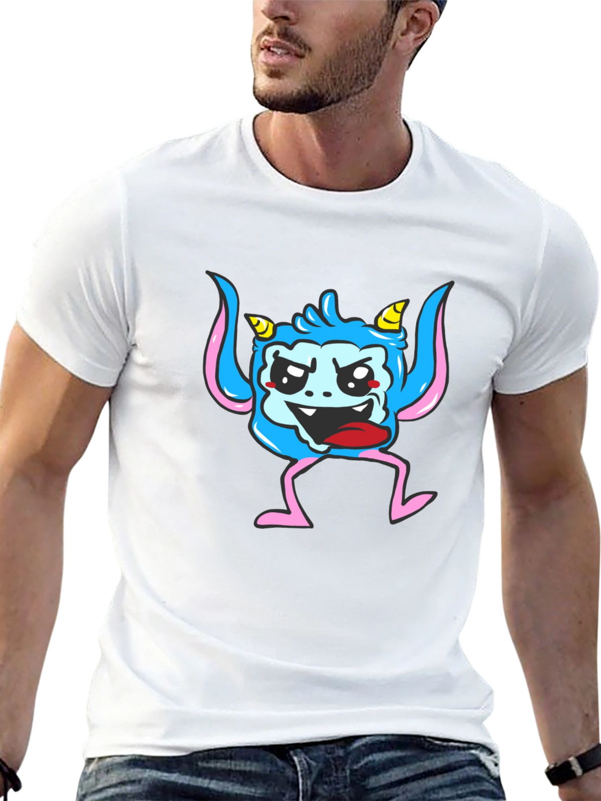 Monster Graphic Print Black T-Shirt