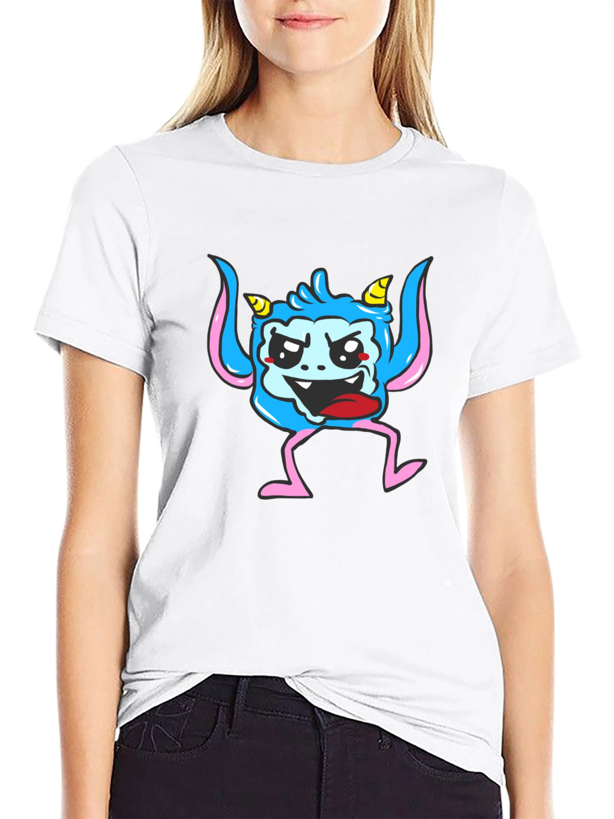 Monster Graphic Print Black T-Shirt