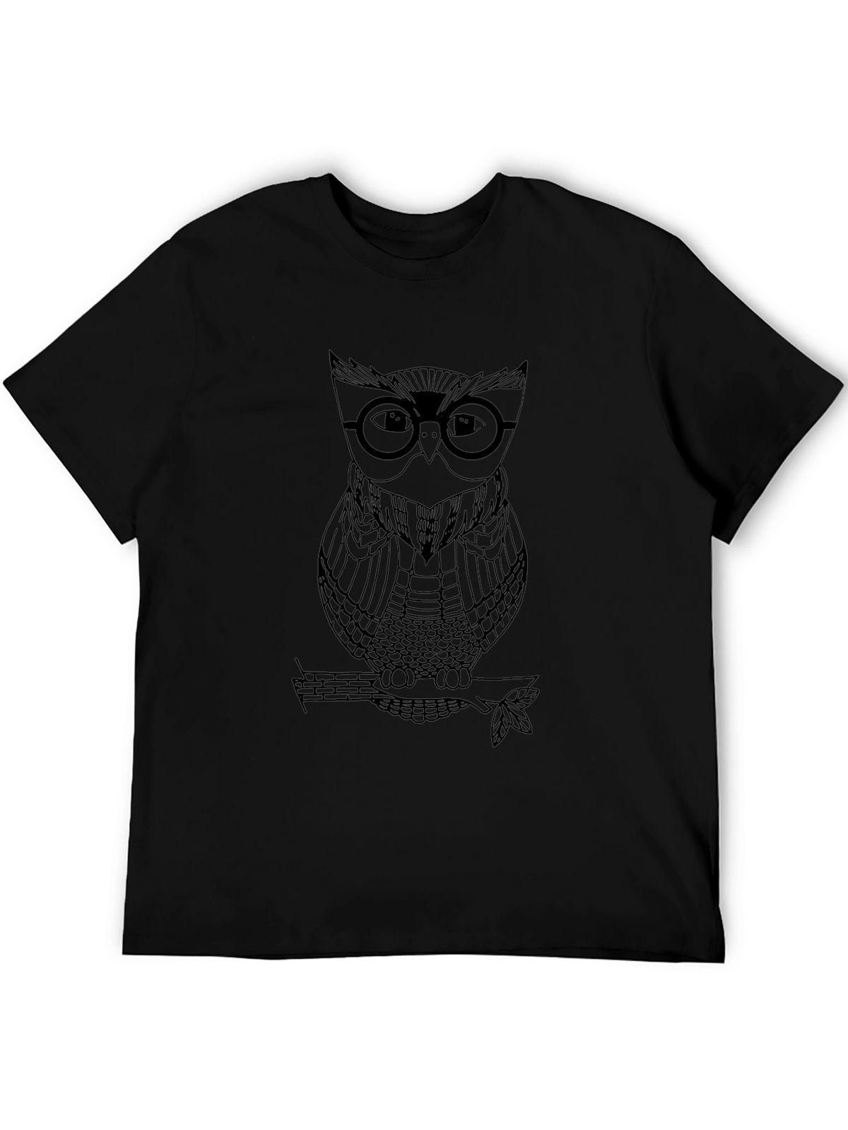 Owl with Glasses Graphic T-Shirt - Mens Black Tee