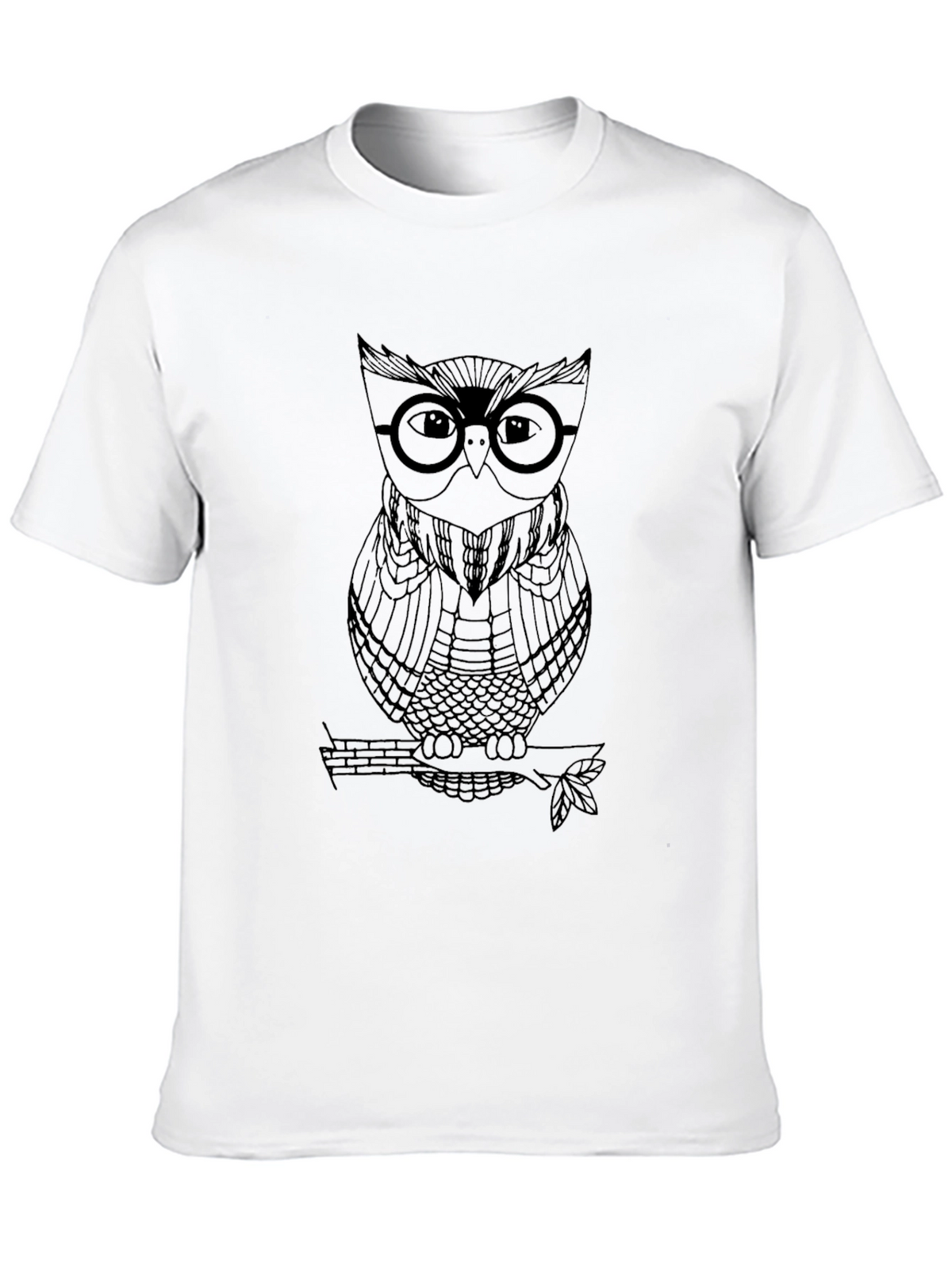 Owl with Glasses Graphic T-Shirt - Mens Black Tee