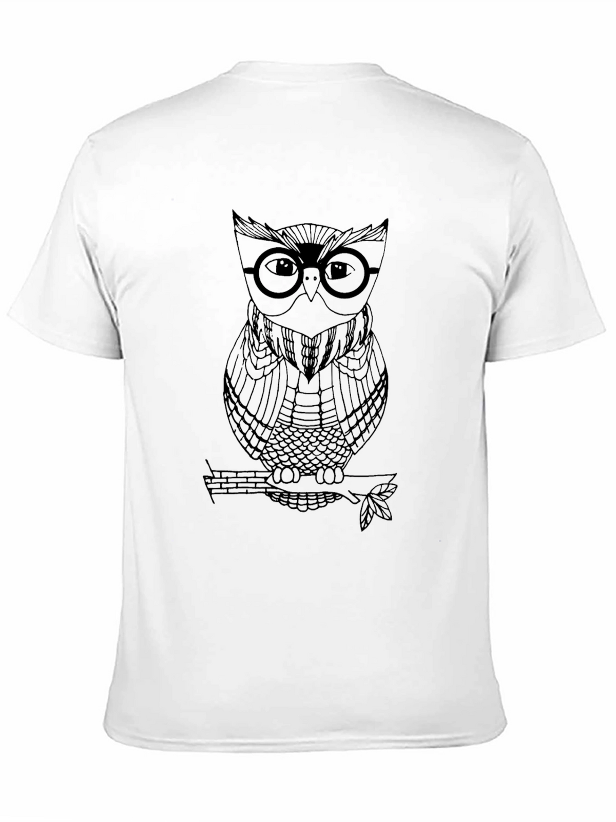 Owl with Glasses Graphic T-Shirt - Mens Black Tee