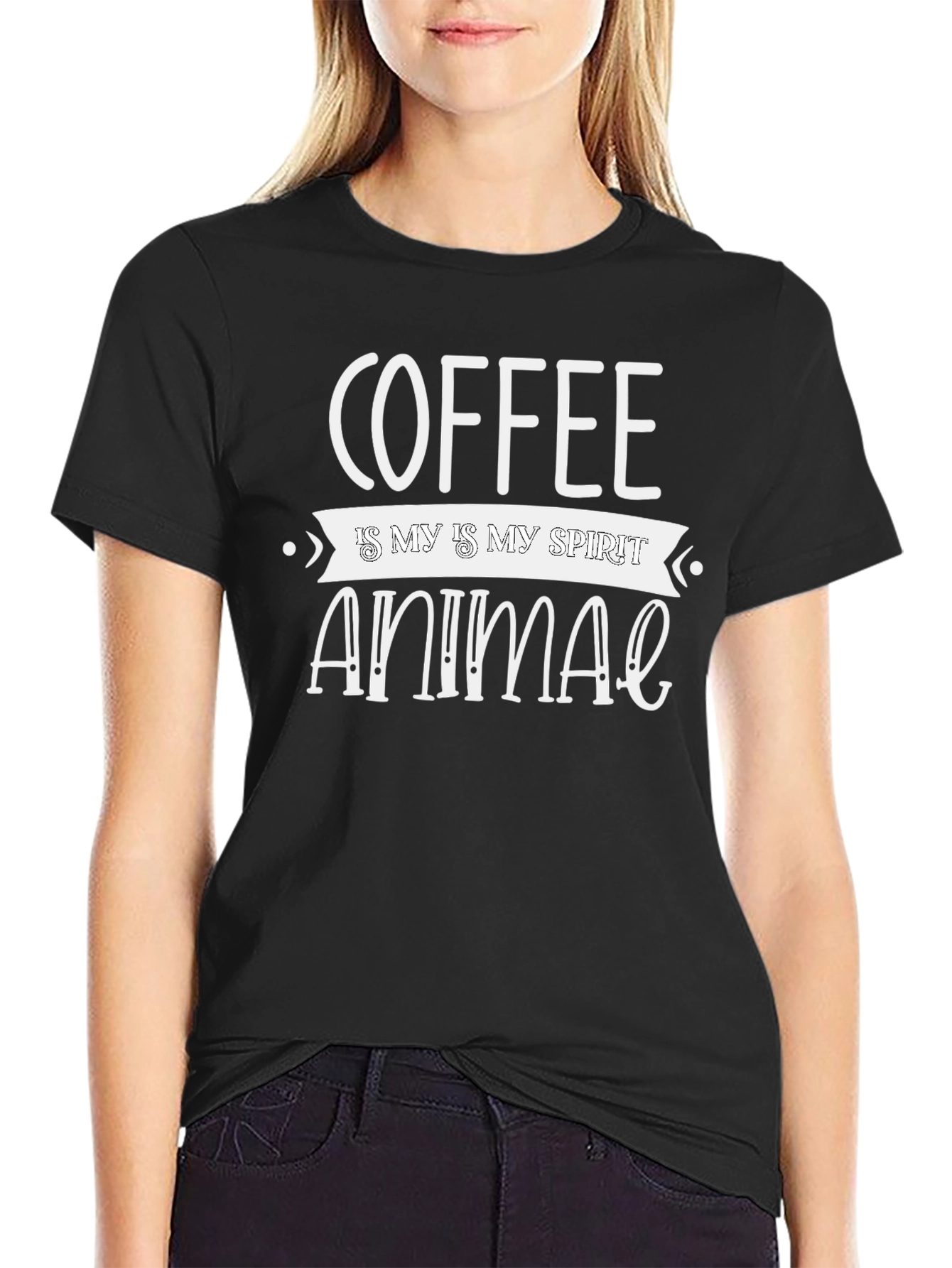 Coffee is My Spirit Animal Black T-Shirt