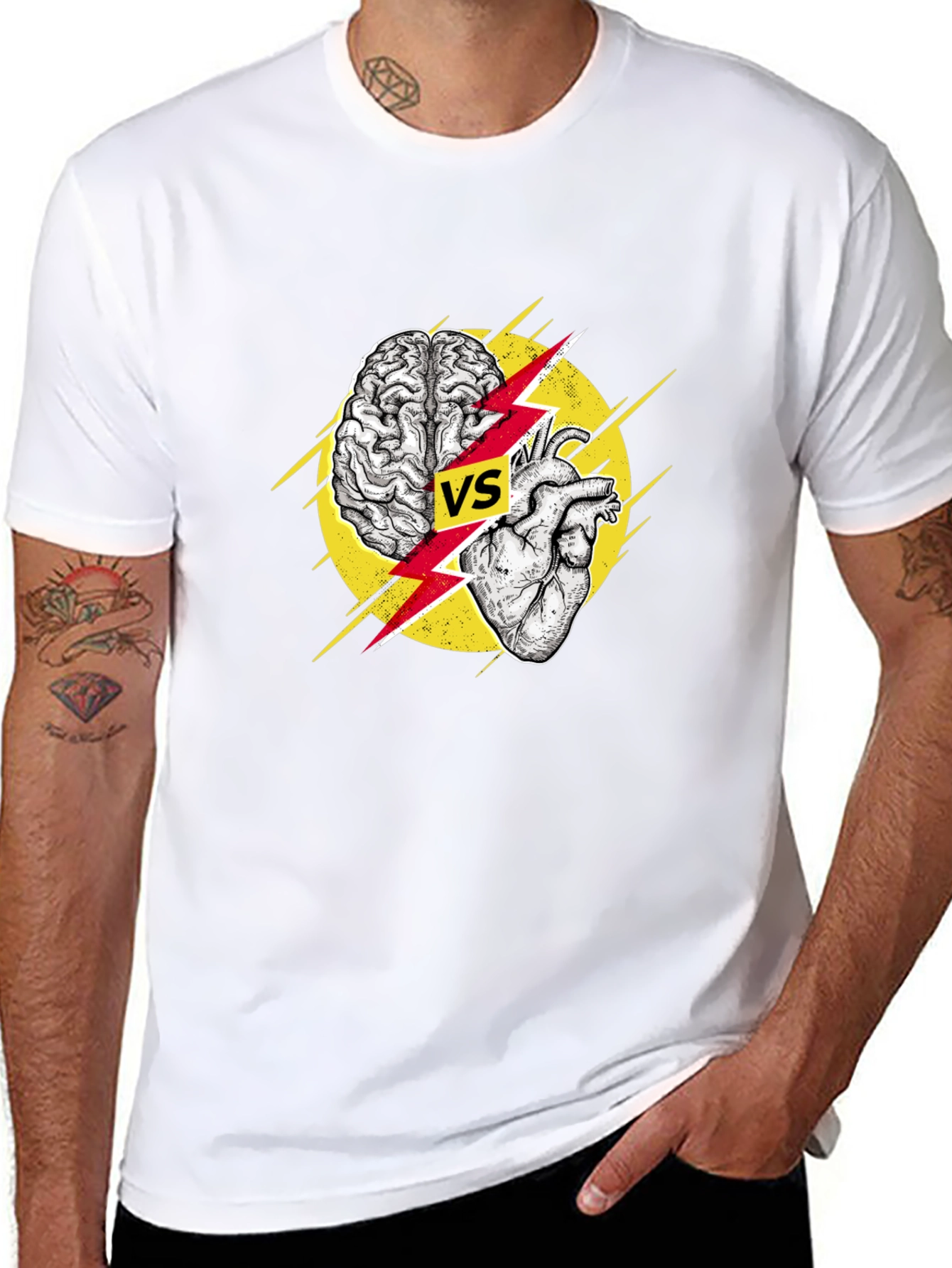 Brain vs Heart Graphic T-Shirt - Logic Meets Passion