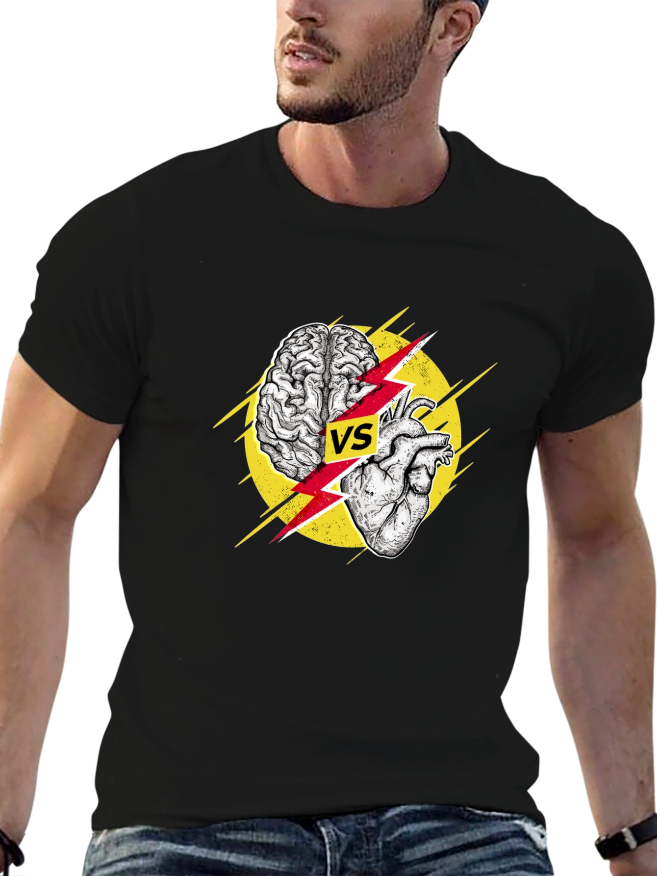 Brain vs Heart Graphic T-Shirt - Logic Meets Passion
