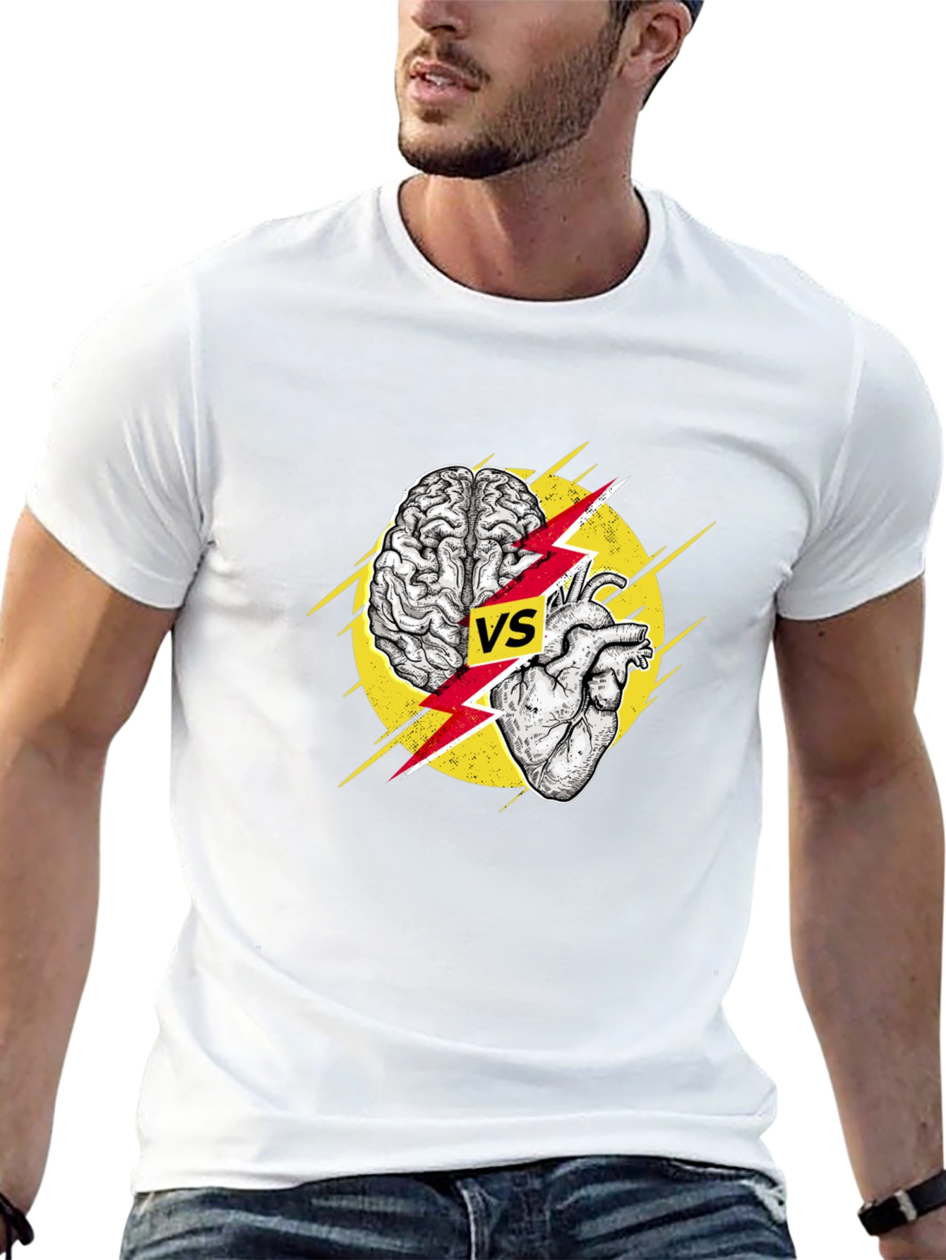 Brain vs Heart Graphic T-Shirt - Logic Meets Passion