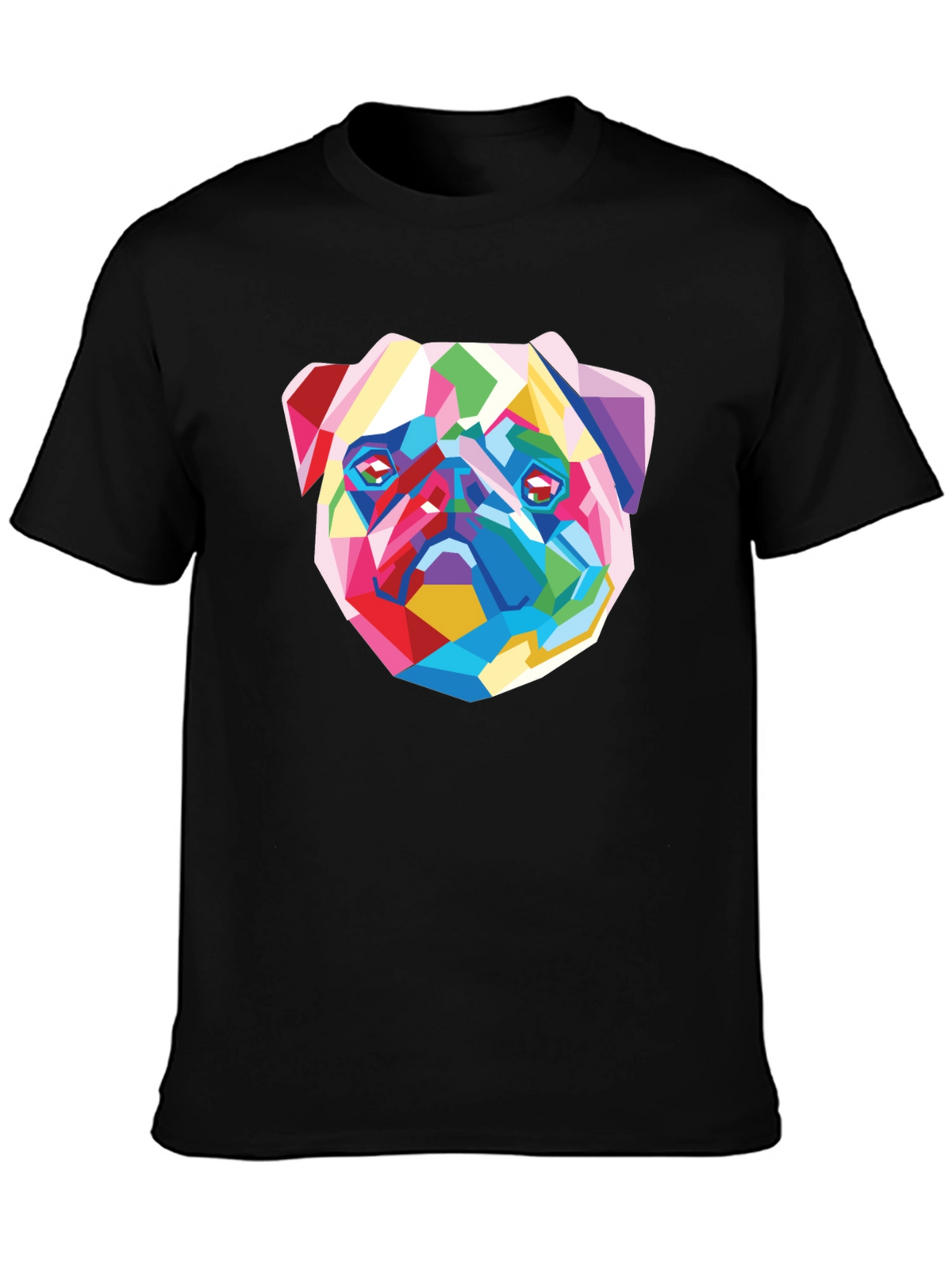 Geometric Pug Graphic Tee - Modern Art Shirt