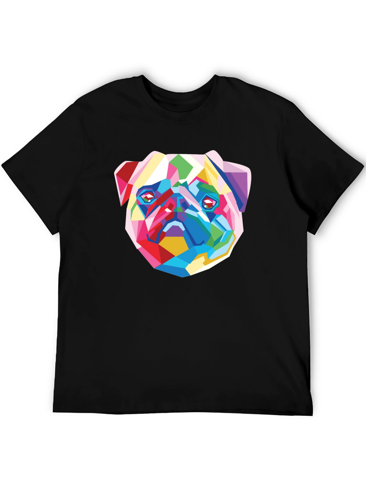 Geometric Pug Graphic Tee - Modern Art Shirt