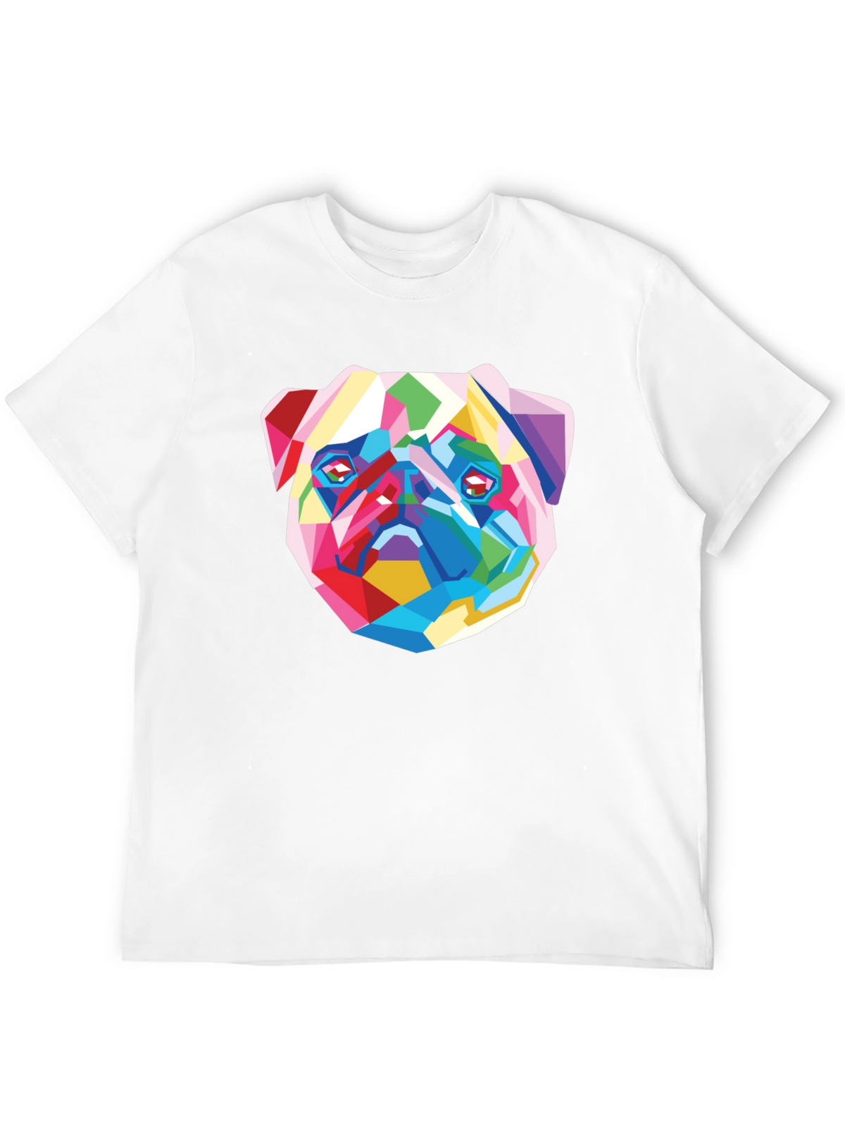 Geometric Pug Graphic Tee - Modern Art Shirt