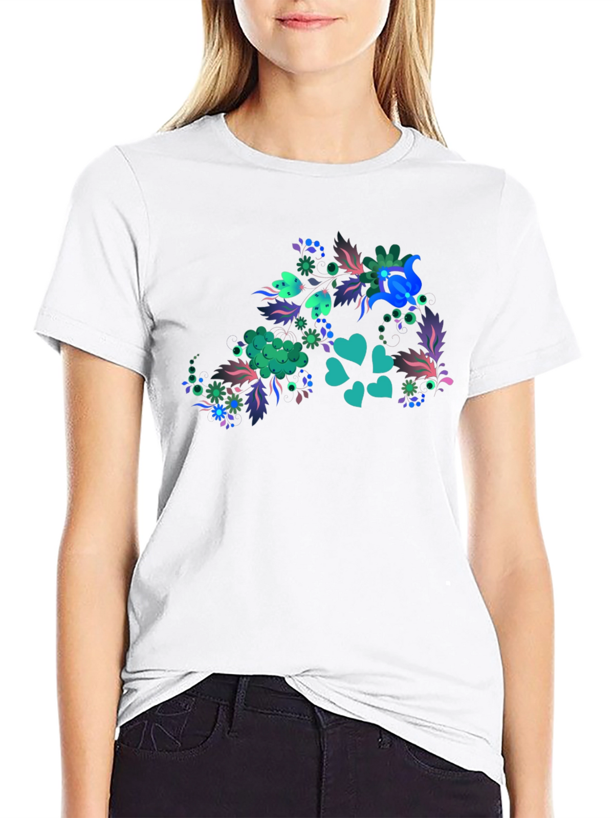 Floral Heart Tee - Mens Black T-Shirt