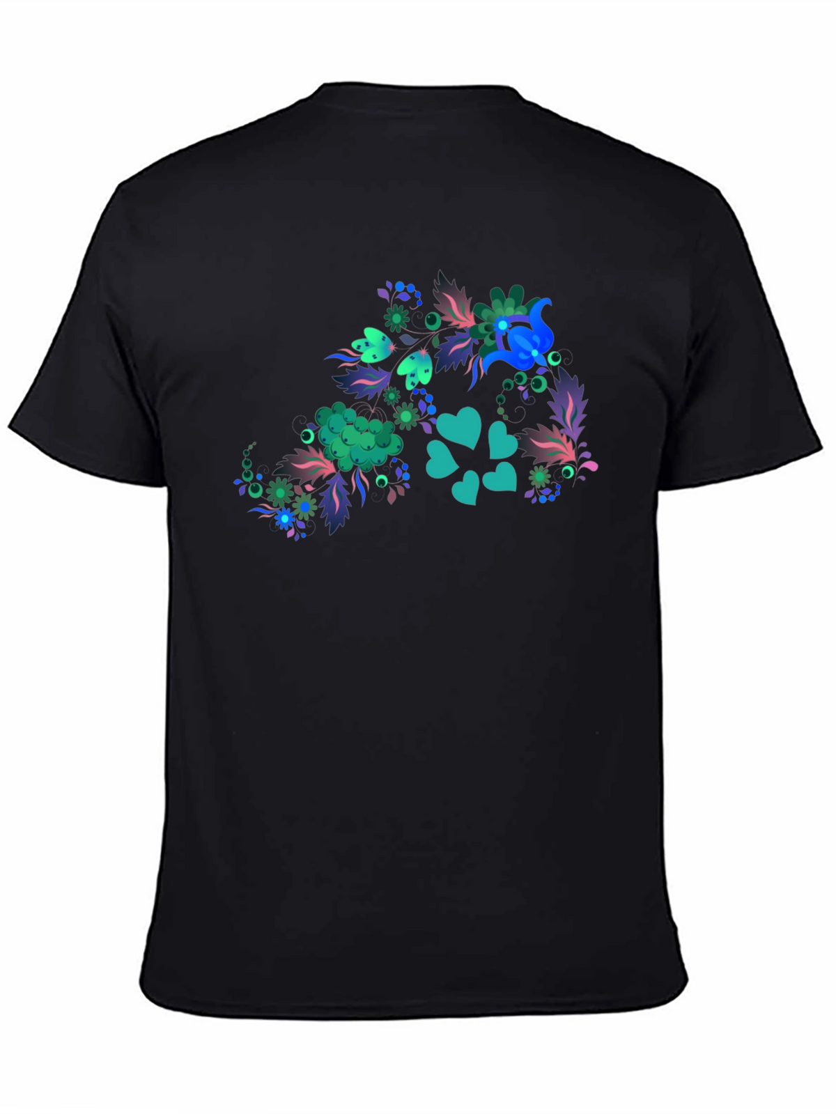 Floral Heart Tee - Mens Black T-Shirt