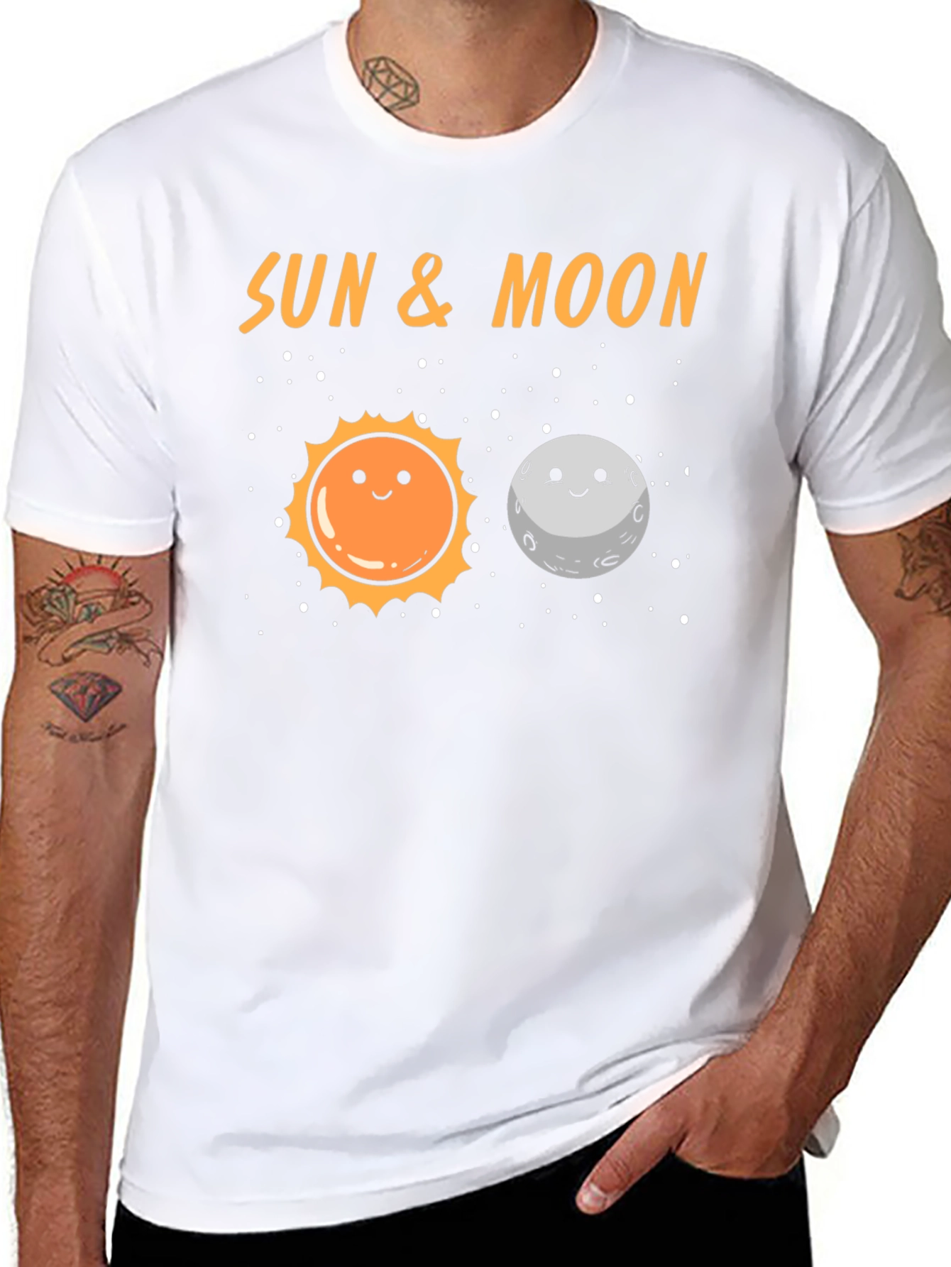 Sun & Moon Graphic T-Shirt - Black Crew Neck