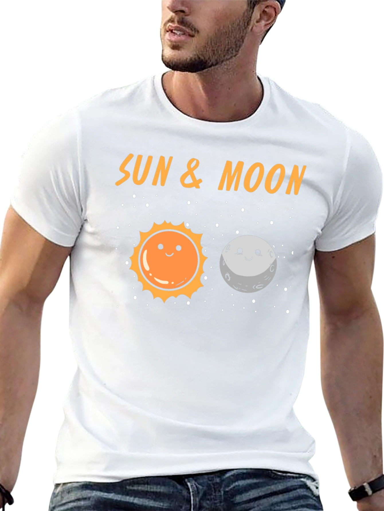 Sun & Moon Graphic T-Shirt - Black Crew Neck