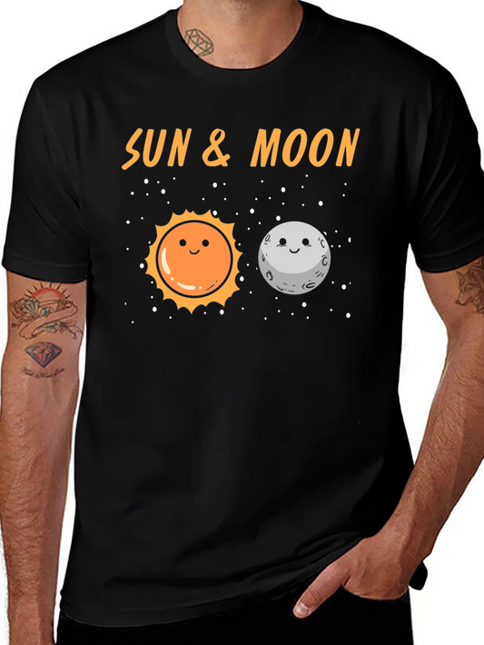 Sun & Moon Graphic T-Shirt - Black Crew Neck