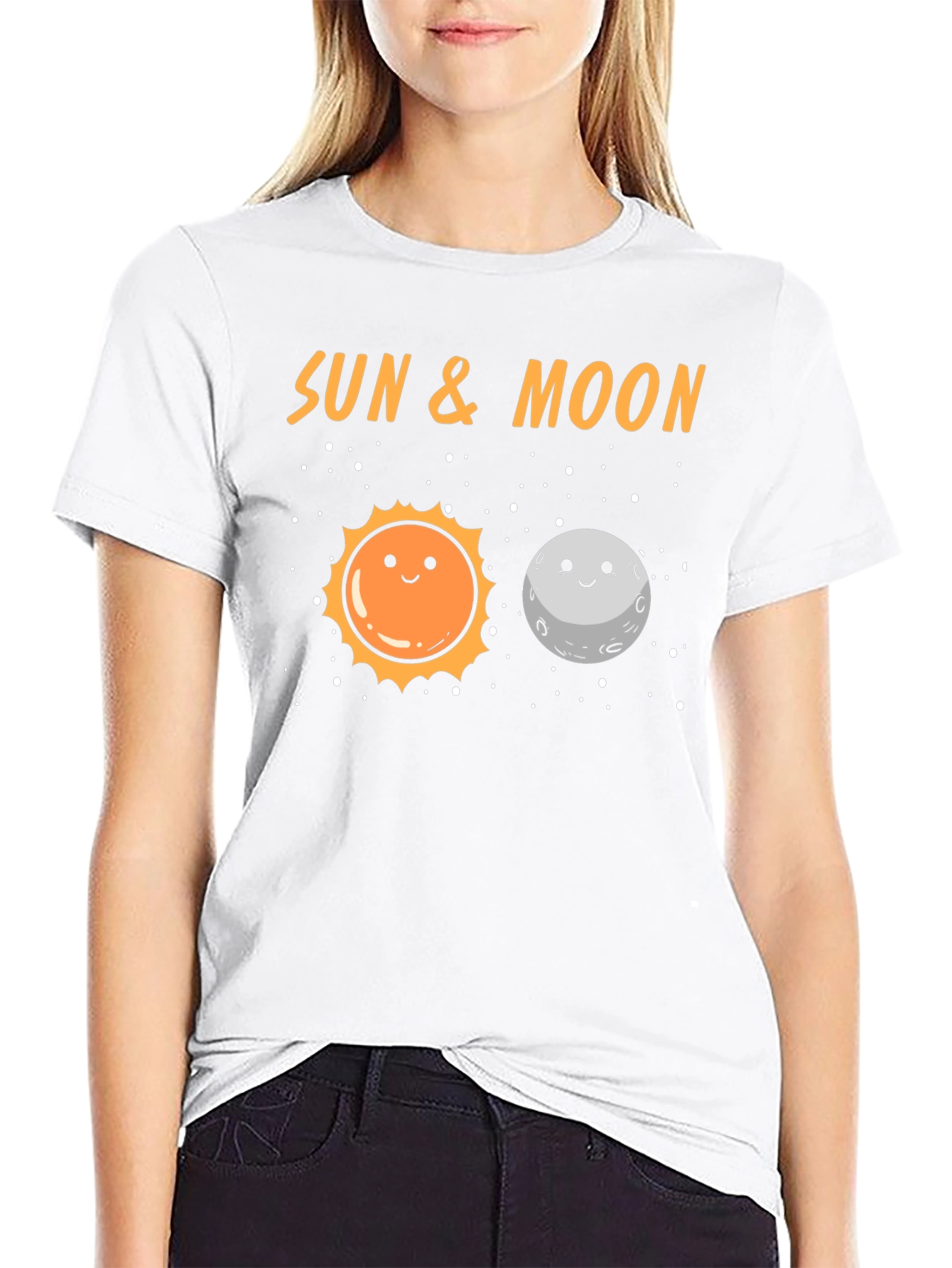 Sun & Moon Graphic T-Shirt - Black Crew Neck