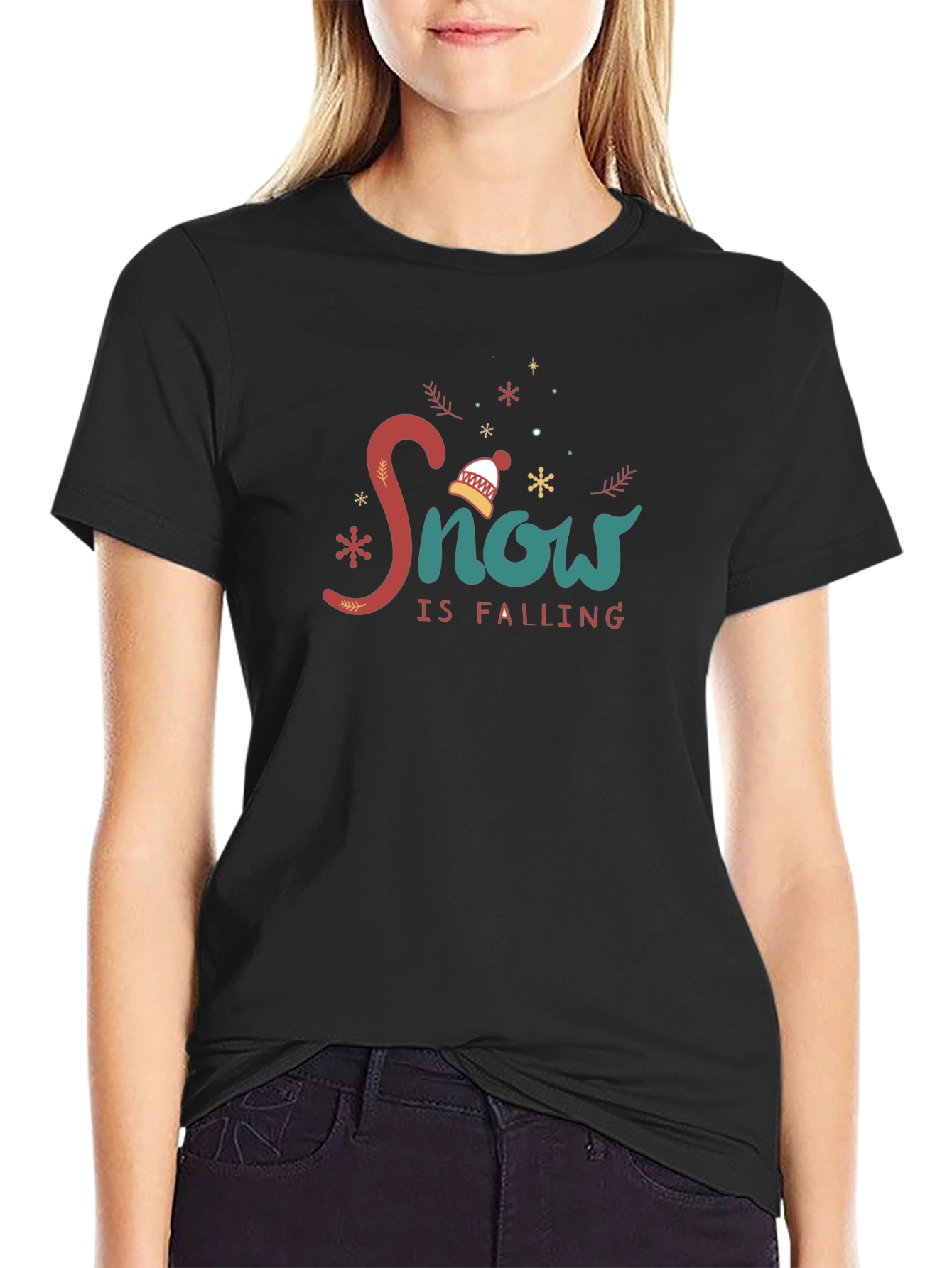 Snow is Falling Black Graphic Tee