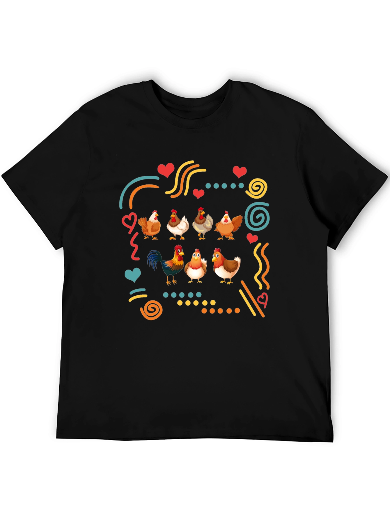 Fun Chicken Graphic Black T-Shirt