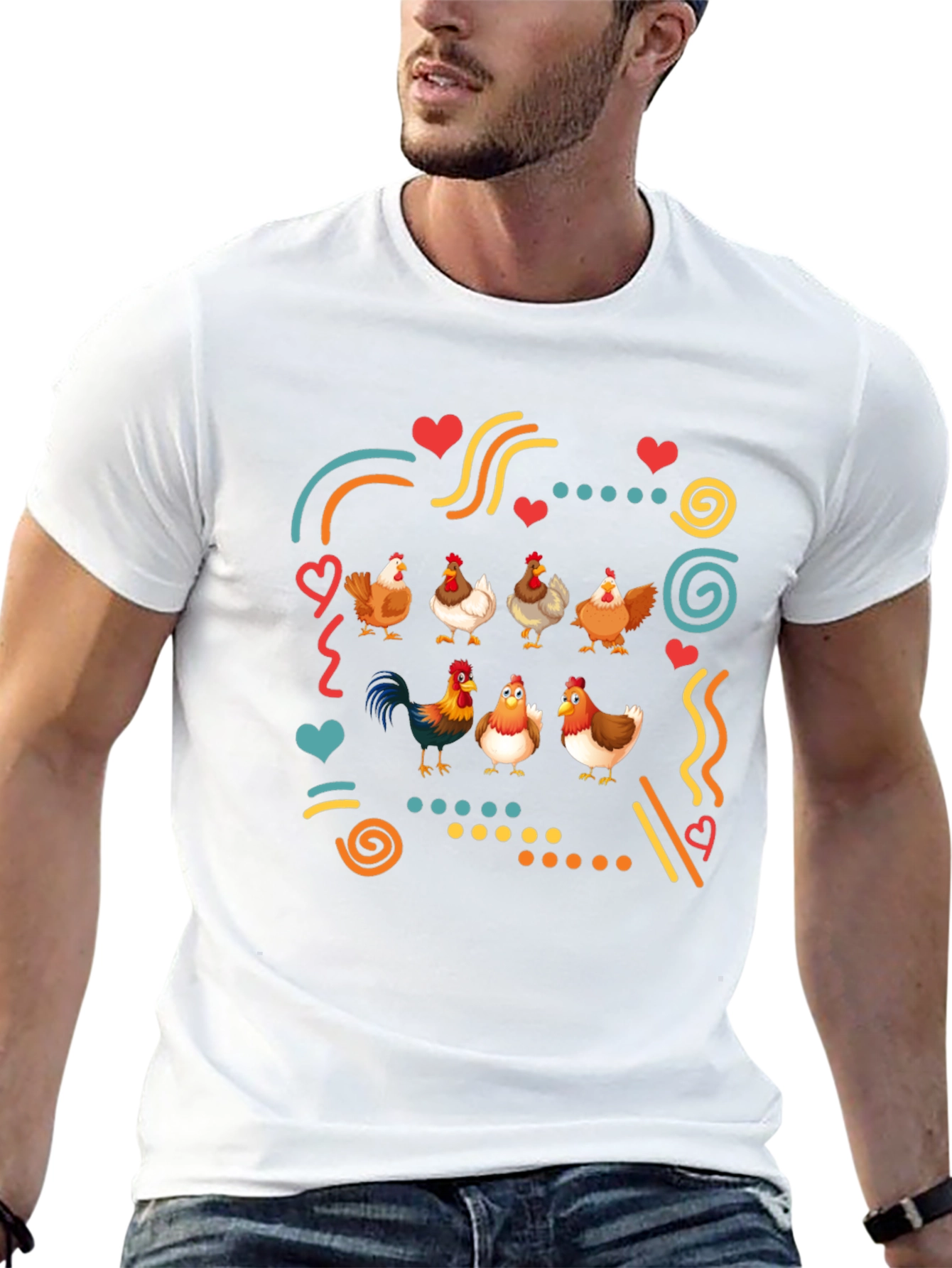 Fun Chicken Graphic Black T-Shirt