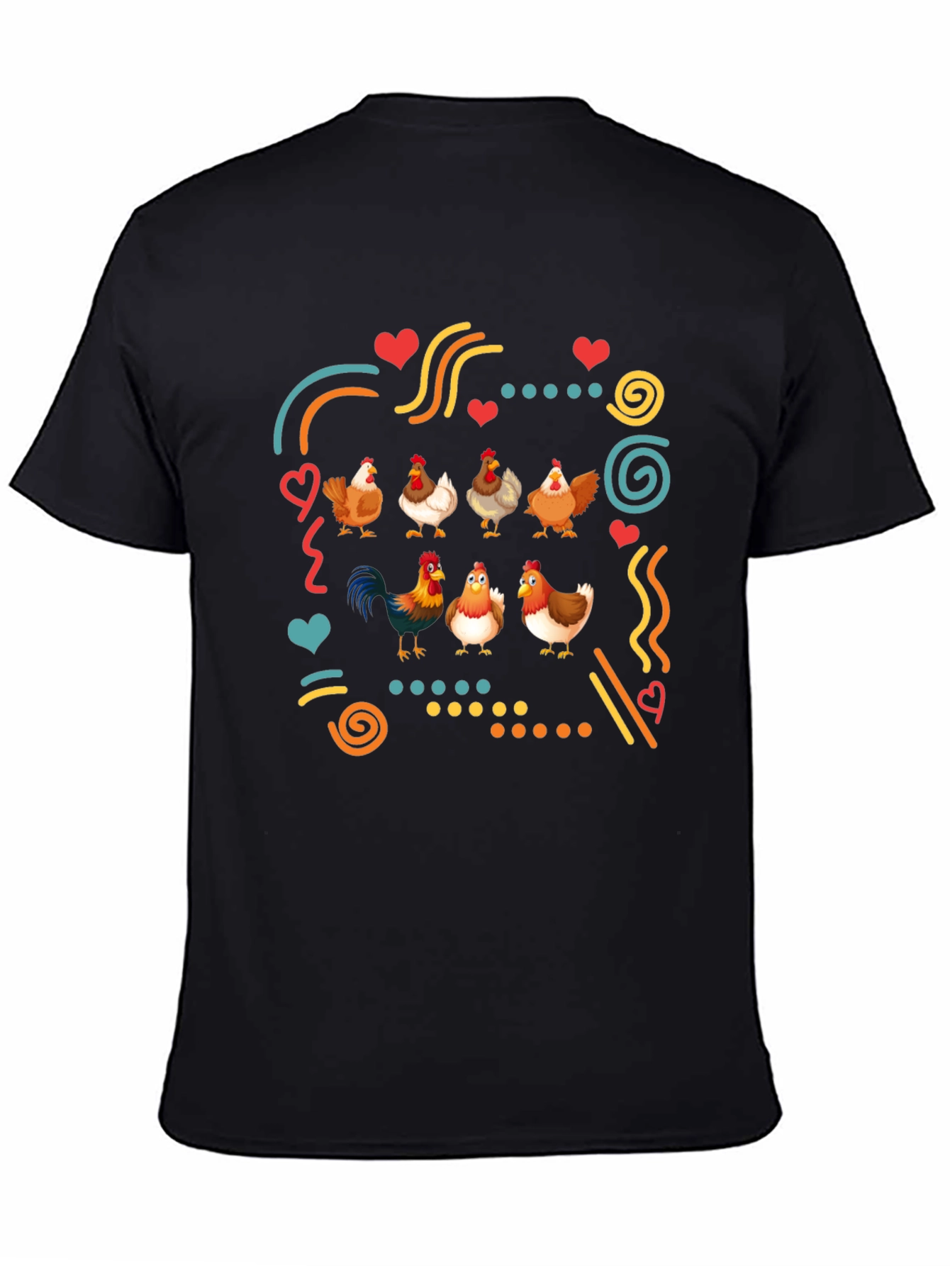 Fun Chicken Graphic Black T-Shirt