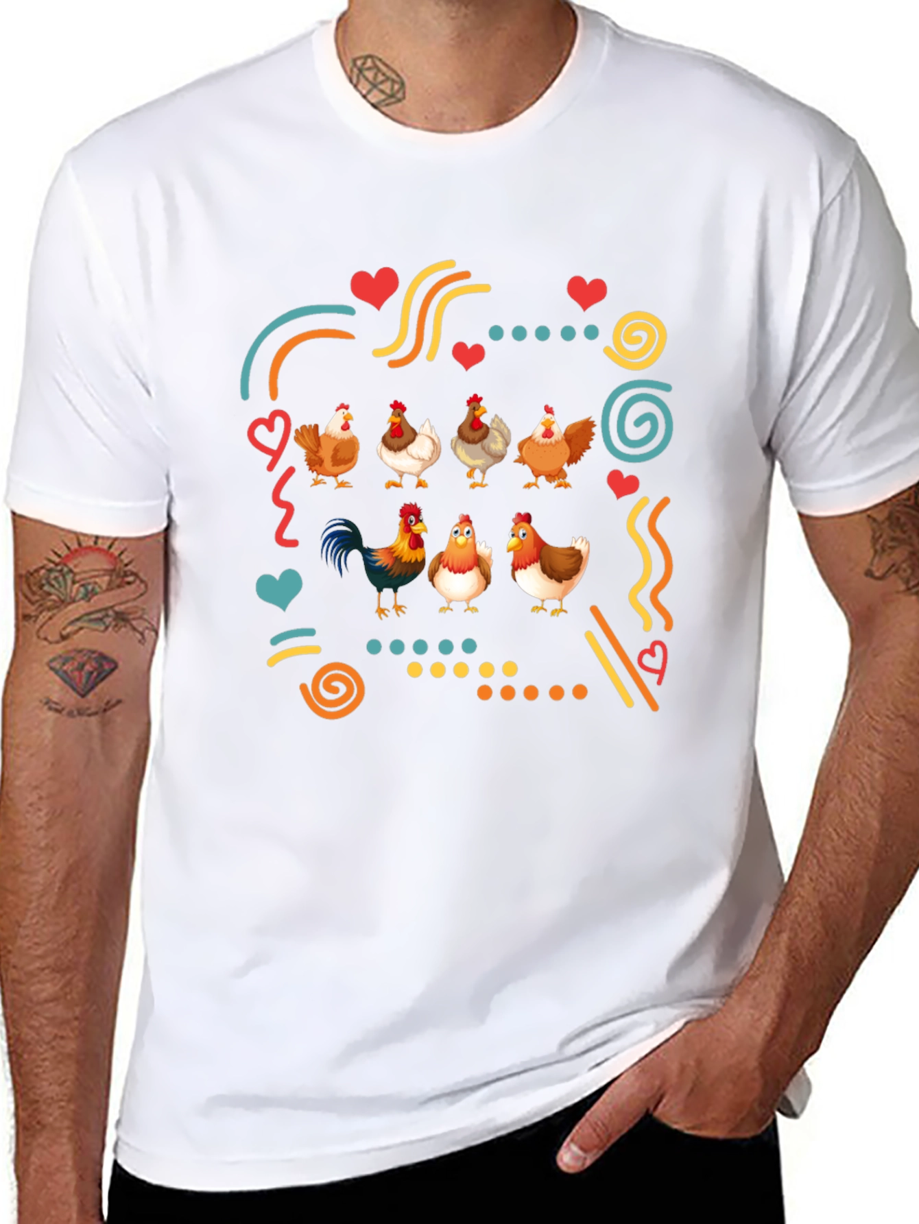 Fun Chicken Graphic Black T-Shirt