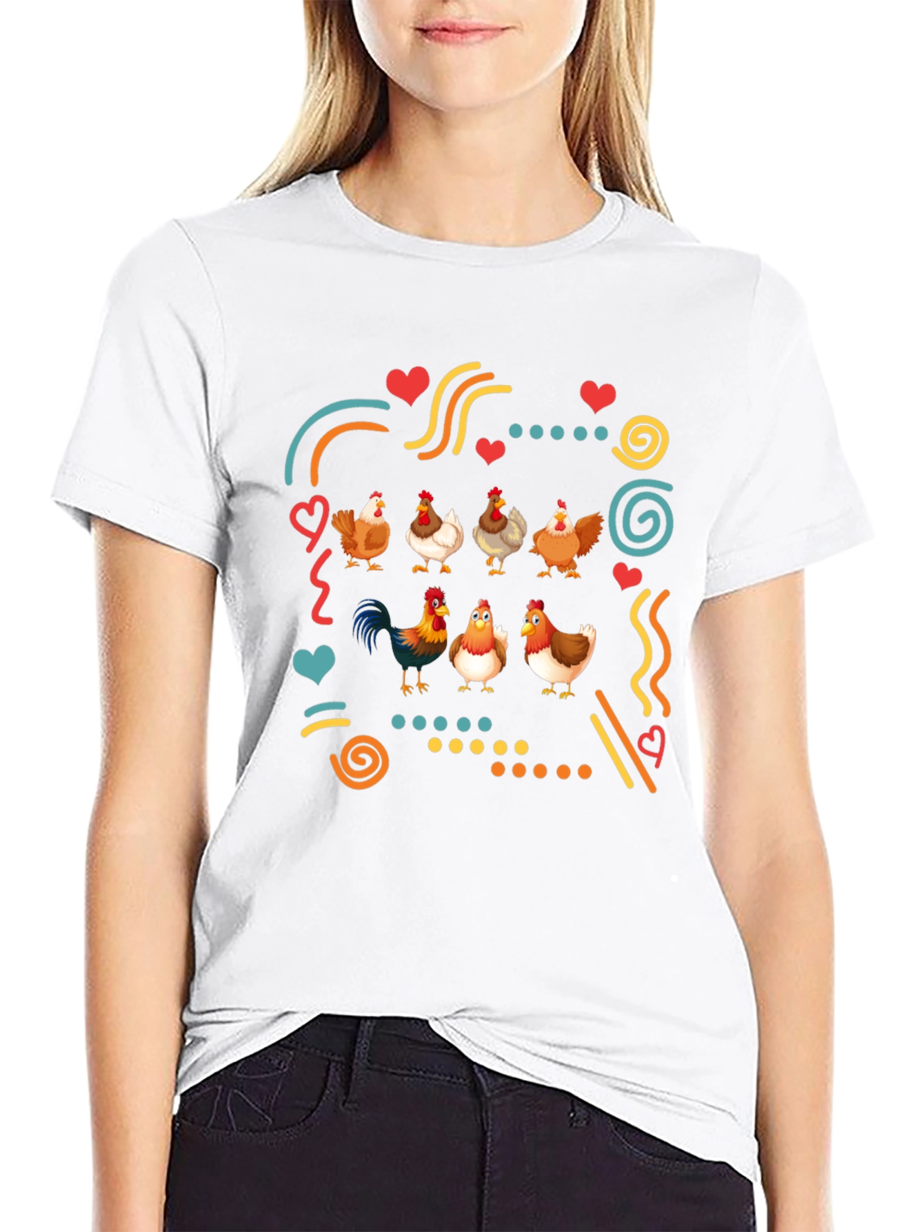 Fun Chicken Graphic Black T-Shirt