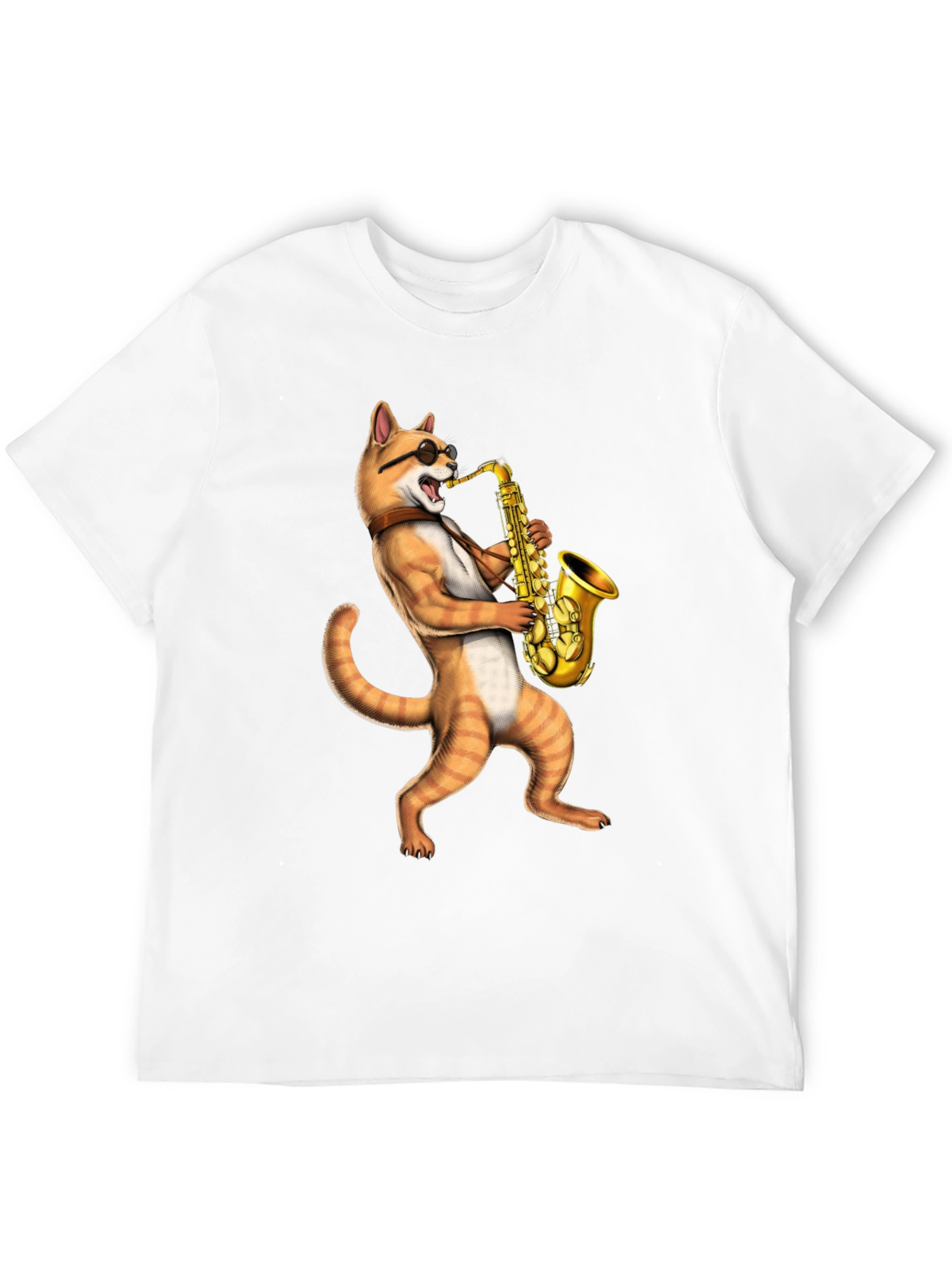 Cat Saxophone Musician T-Shirt - Cool Novelty Tee