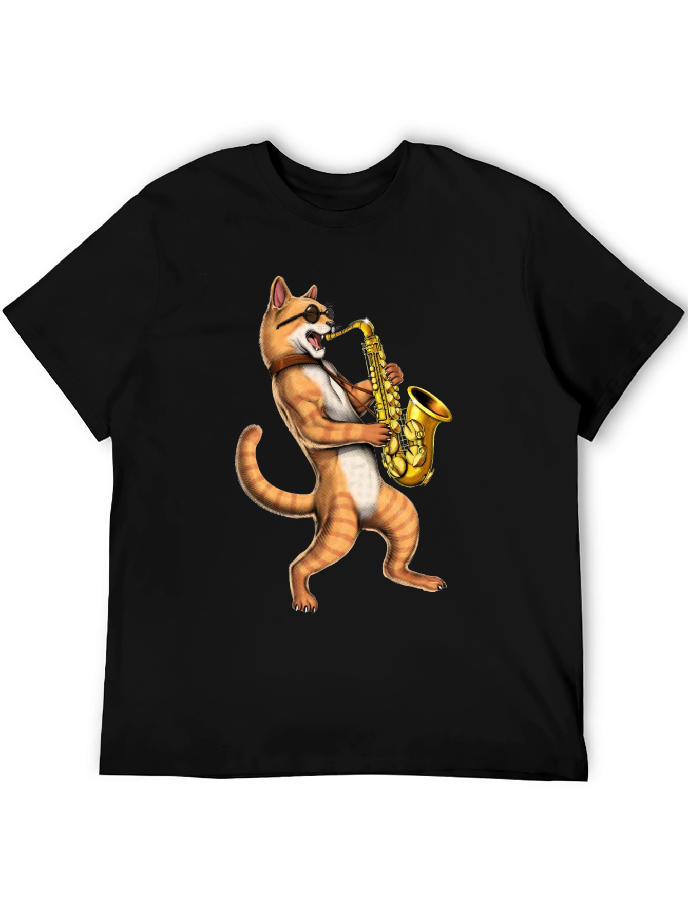 Cat Saxophone Musician T-Shirt - Cool Novelty Tee