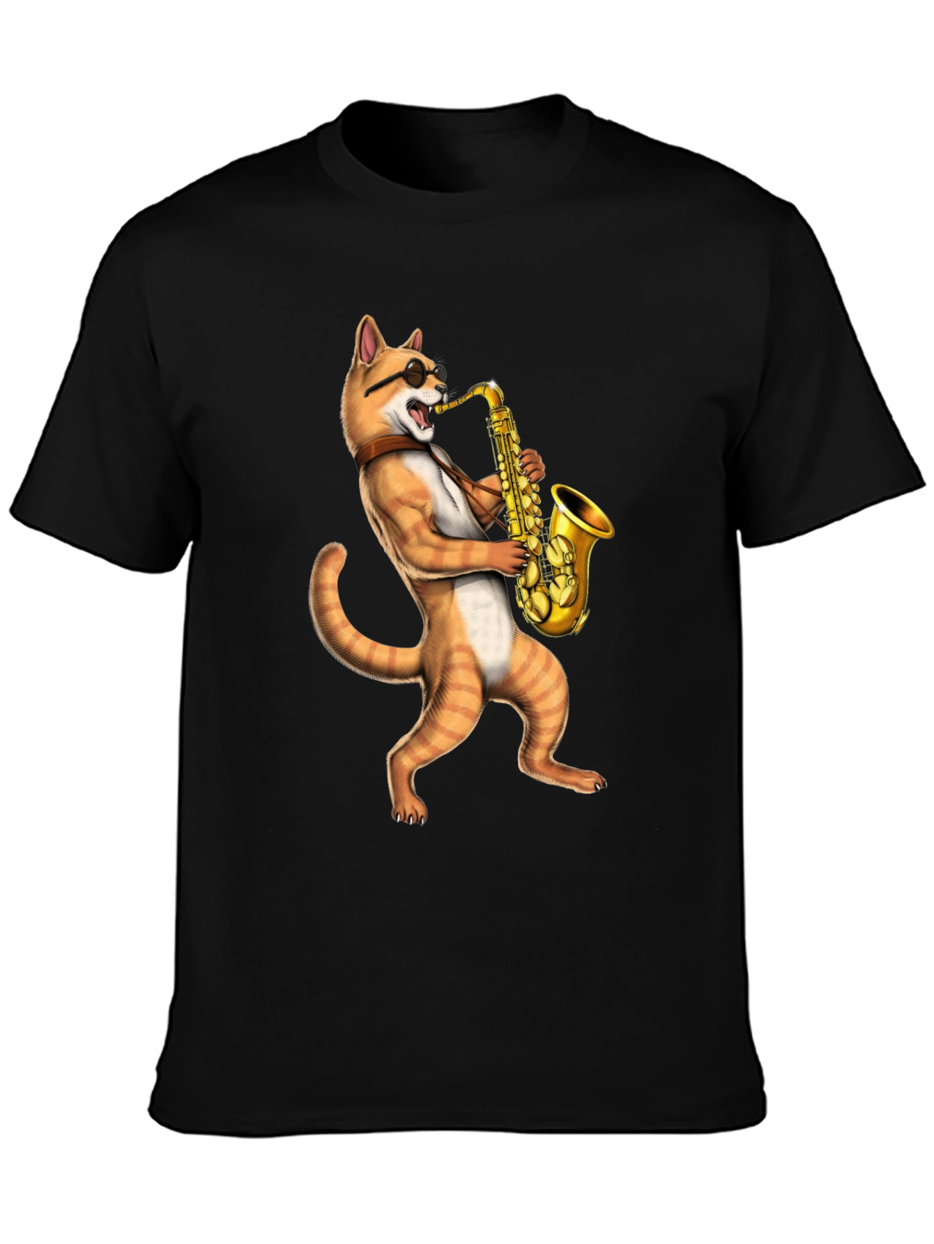 Cat Saxophone Musician T-Shirt - Cool Novelty Tee