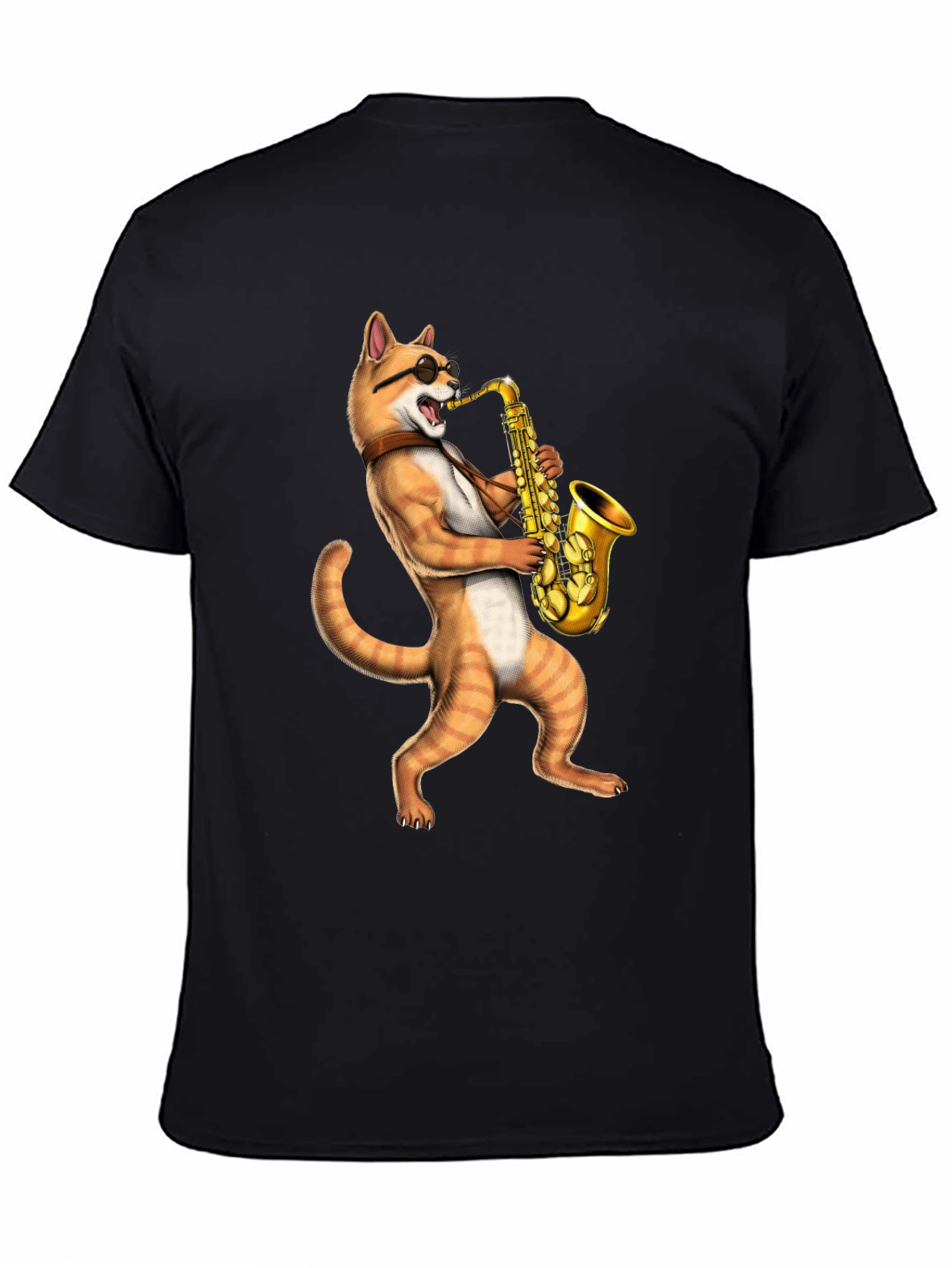 Cat Saxophone Musician T-Shirt - Cool Novelty Tee