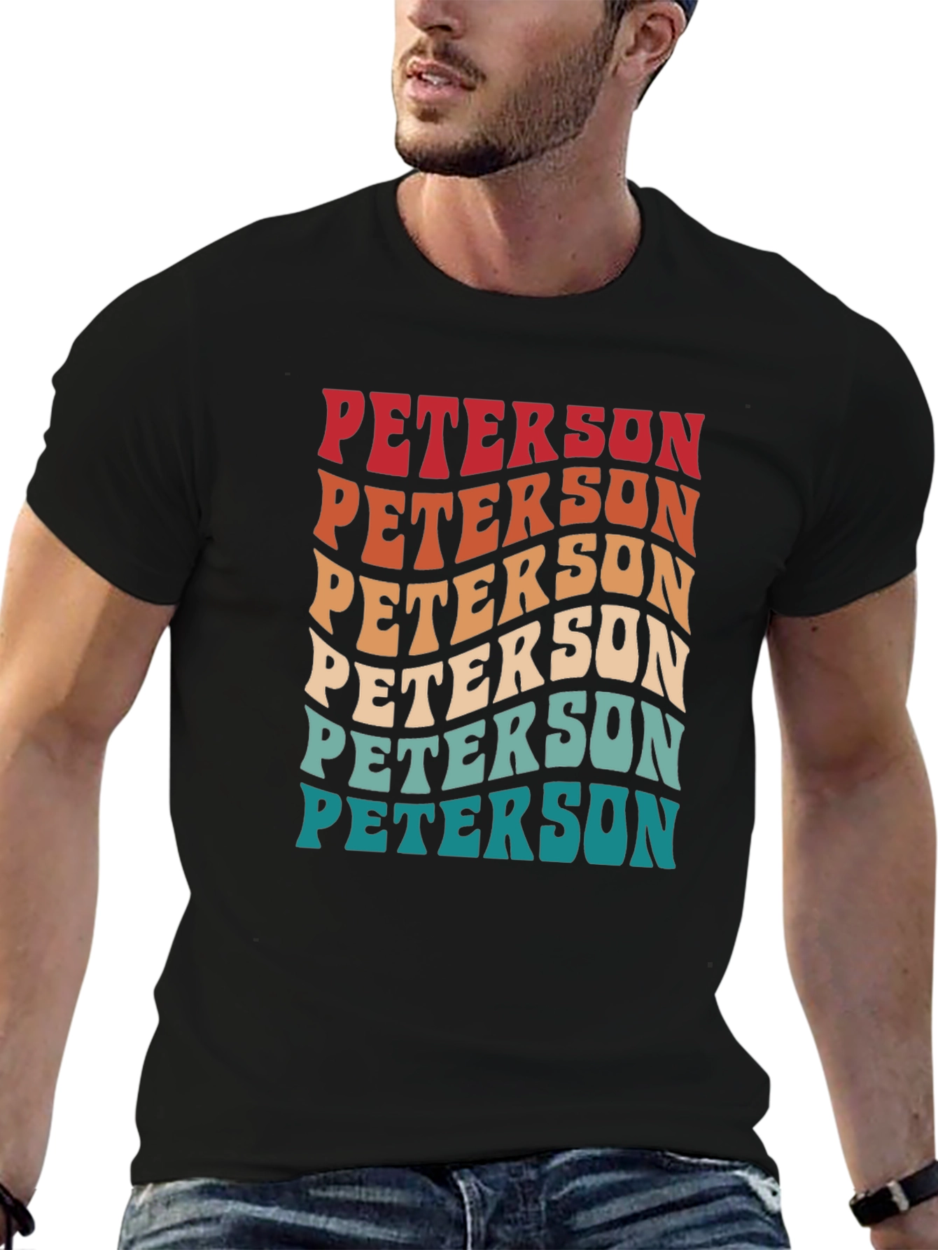 Retro Peterson Tee - Custom Name Wavy Text