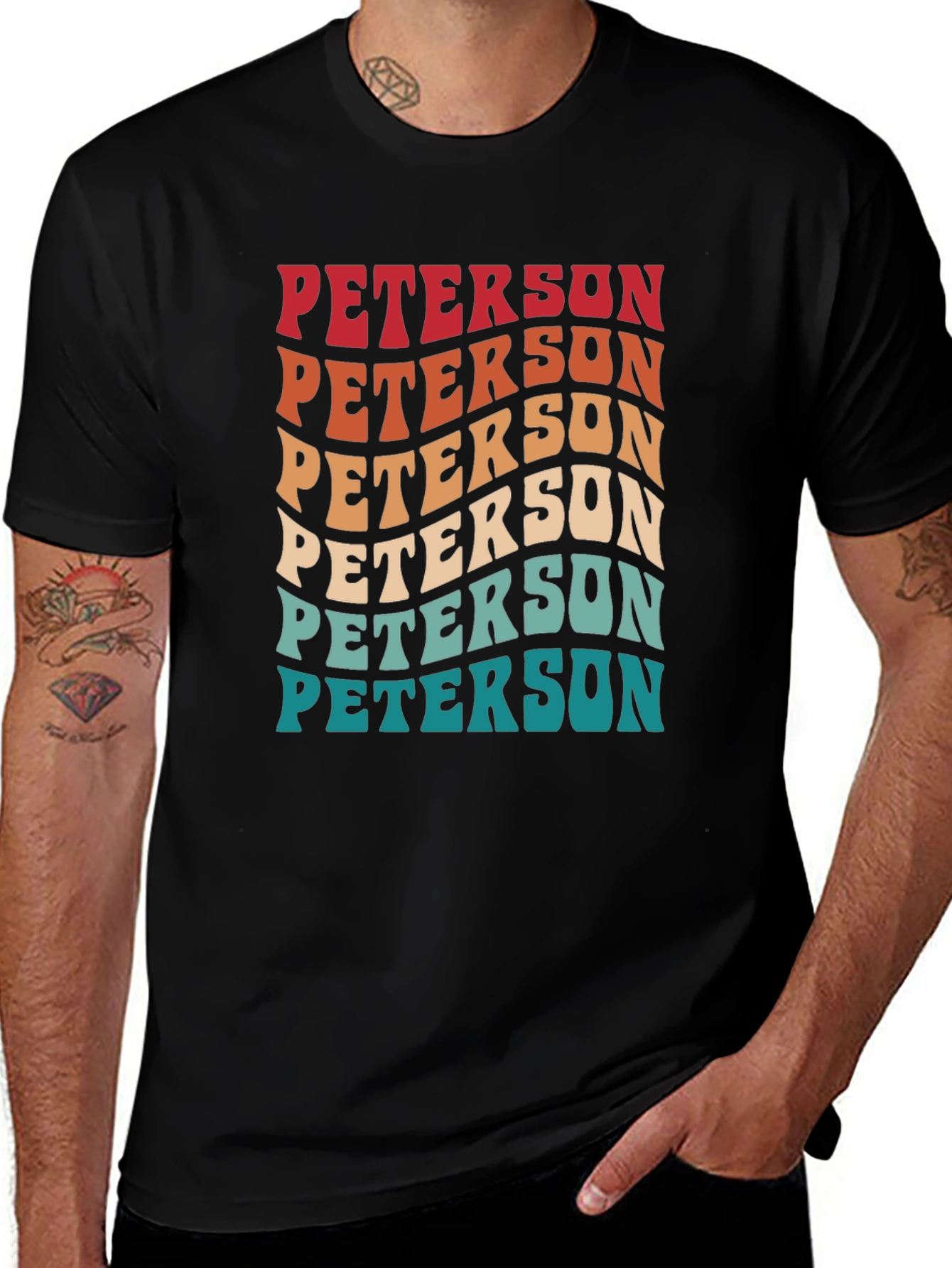 Retro Peterson Tee - Custom Name Wavy Text