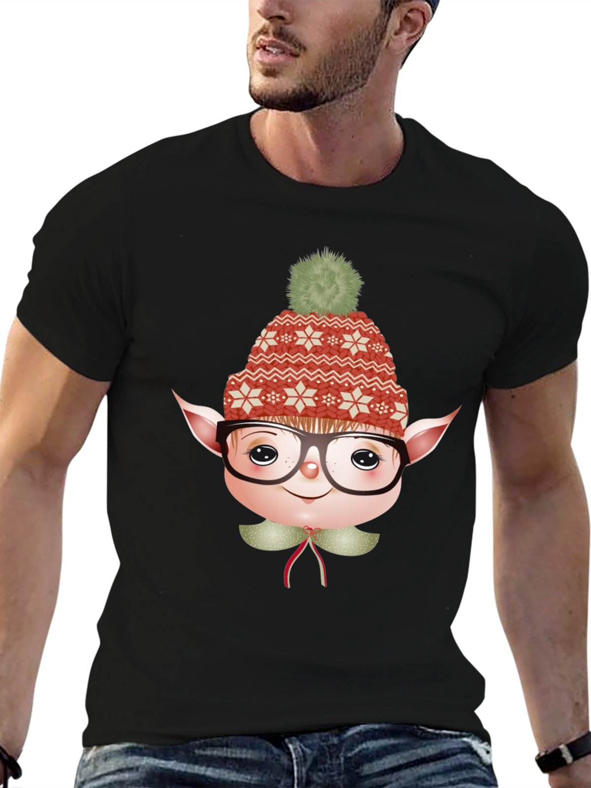 Festive Elf Graphic Tee - Holiday Fun!