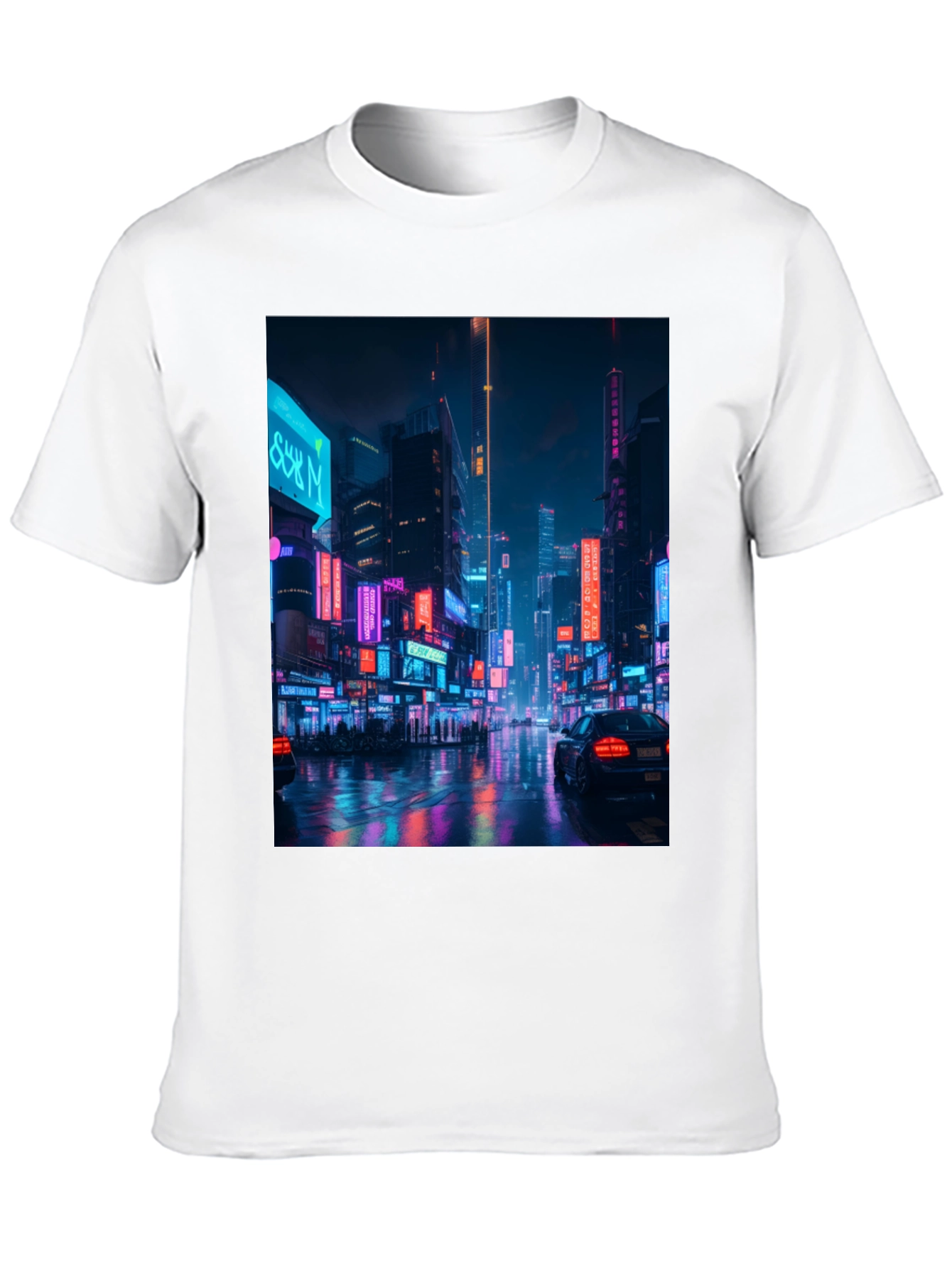 Cyberpunk Cityscape Graphic Tee - Mens Black T-Shirt