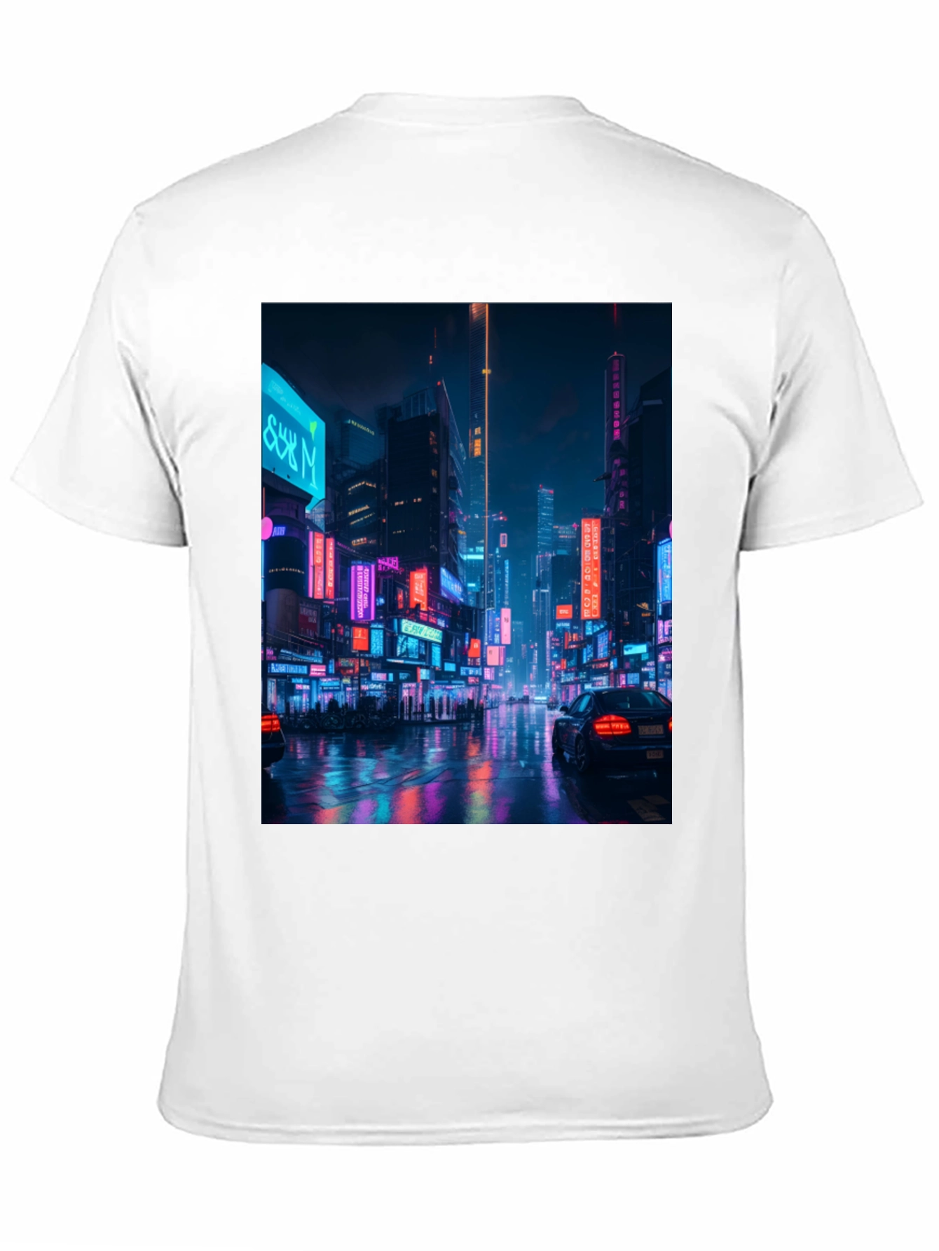 Cyberpunk Cityscape Graphic Tee - Mens Black T-Shirt