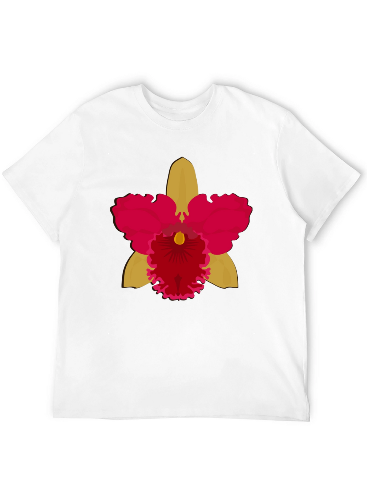 Black T-shirt with Bold Orchid Flower Design