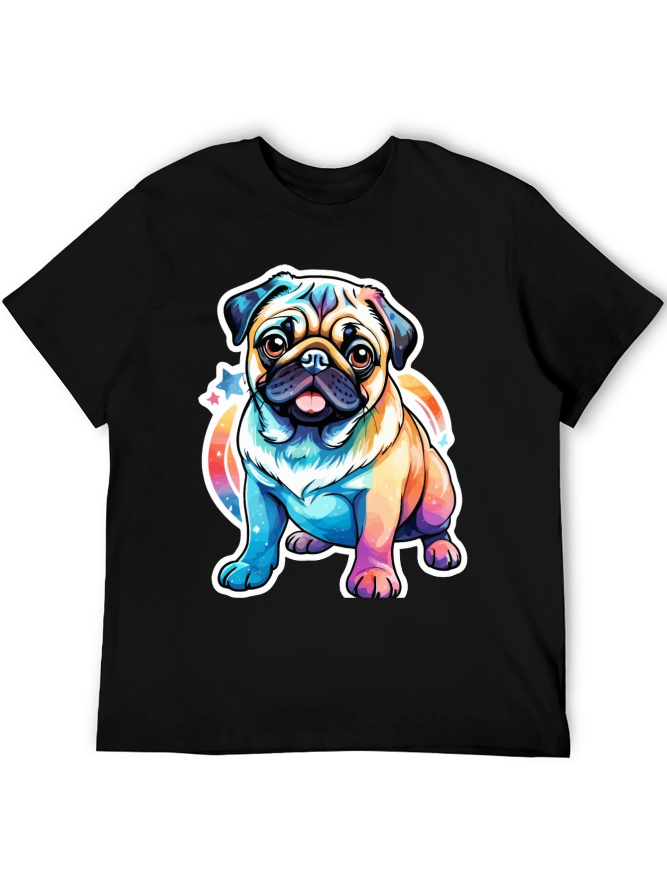 Rainbow Pug Graphic T-Shirt - Cute Dog Tee