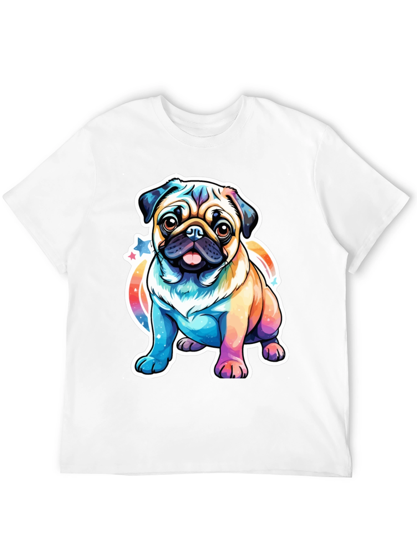 Rainbow Pug Graphic T-Shirt - Cute Dog Tee