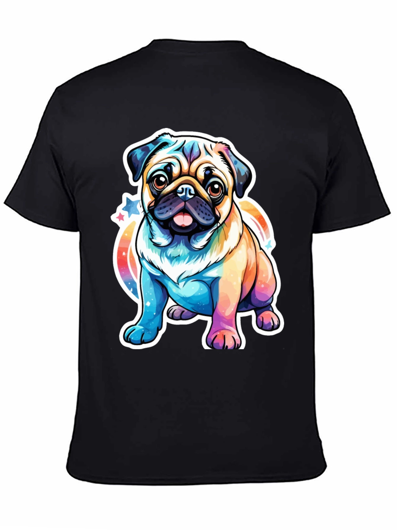 Rainbow Pug Graphic T-Shirt - Cute Dog Tee