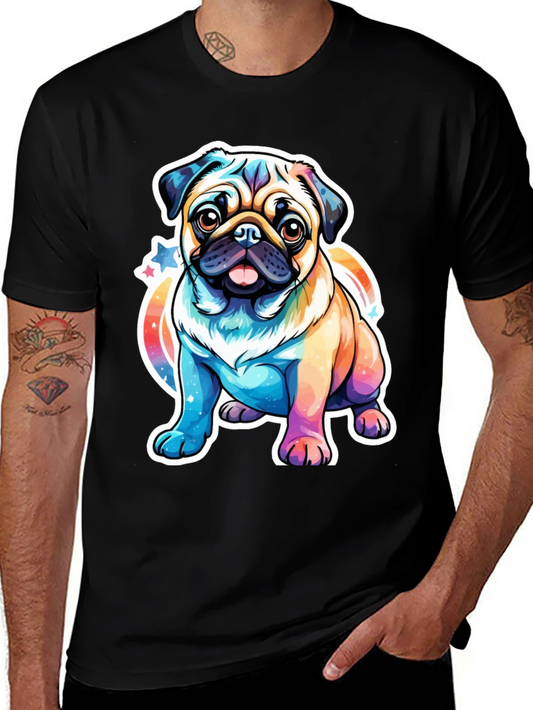Rainbow Pug Graphic T-Shirt - Cute Dog Tee