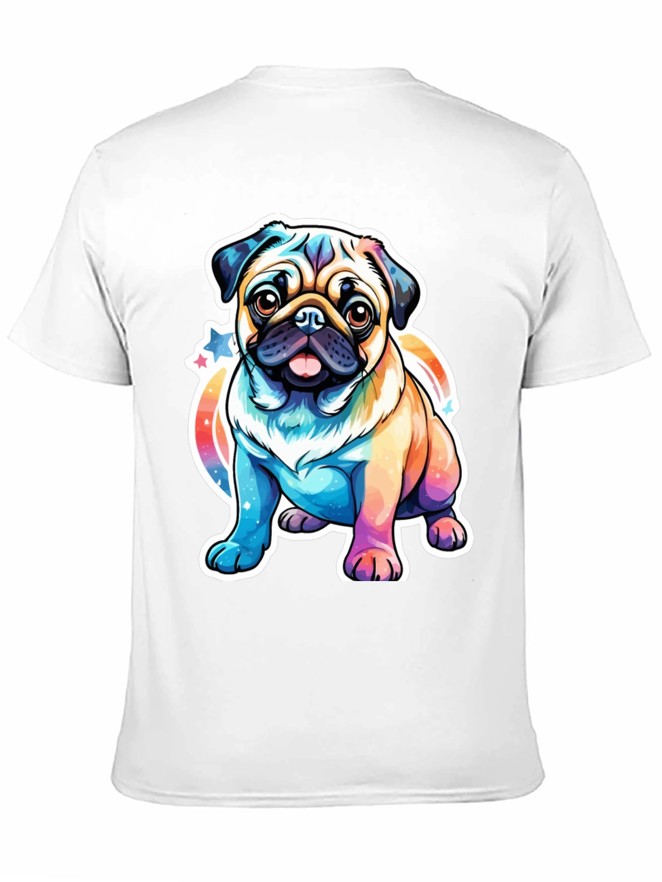 Rainbow Pug Graphic T-Shirt - Cute Dog Tee