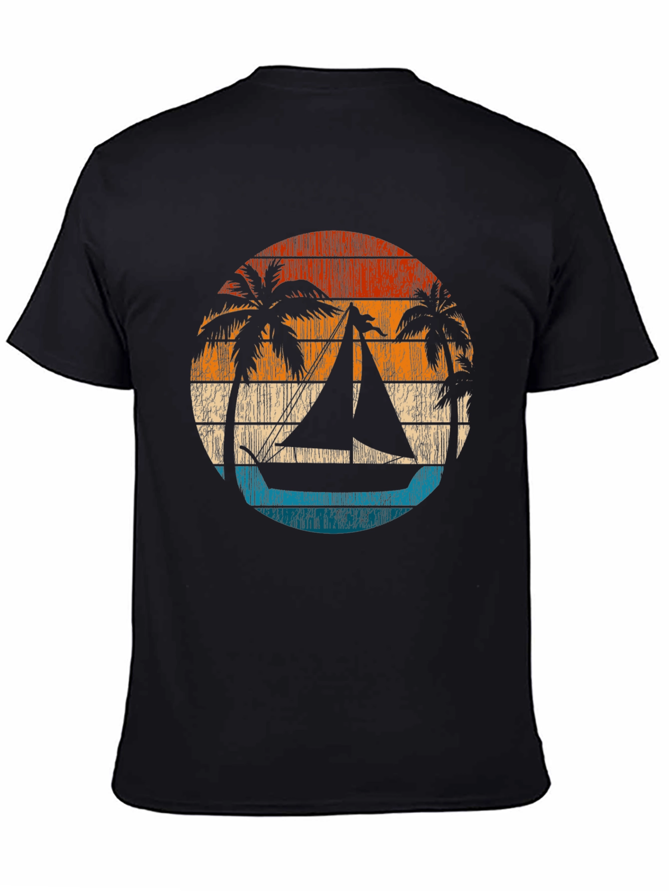 Retro Sunset Sailboat Graphic T-Shirt