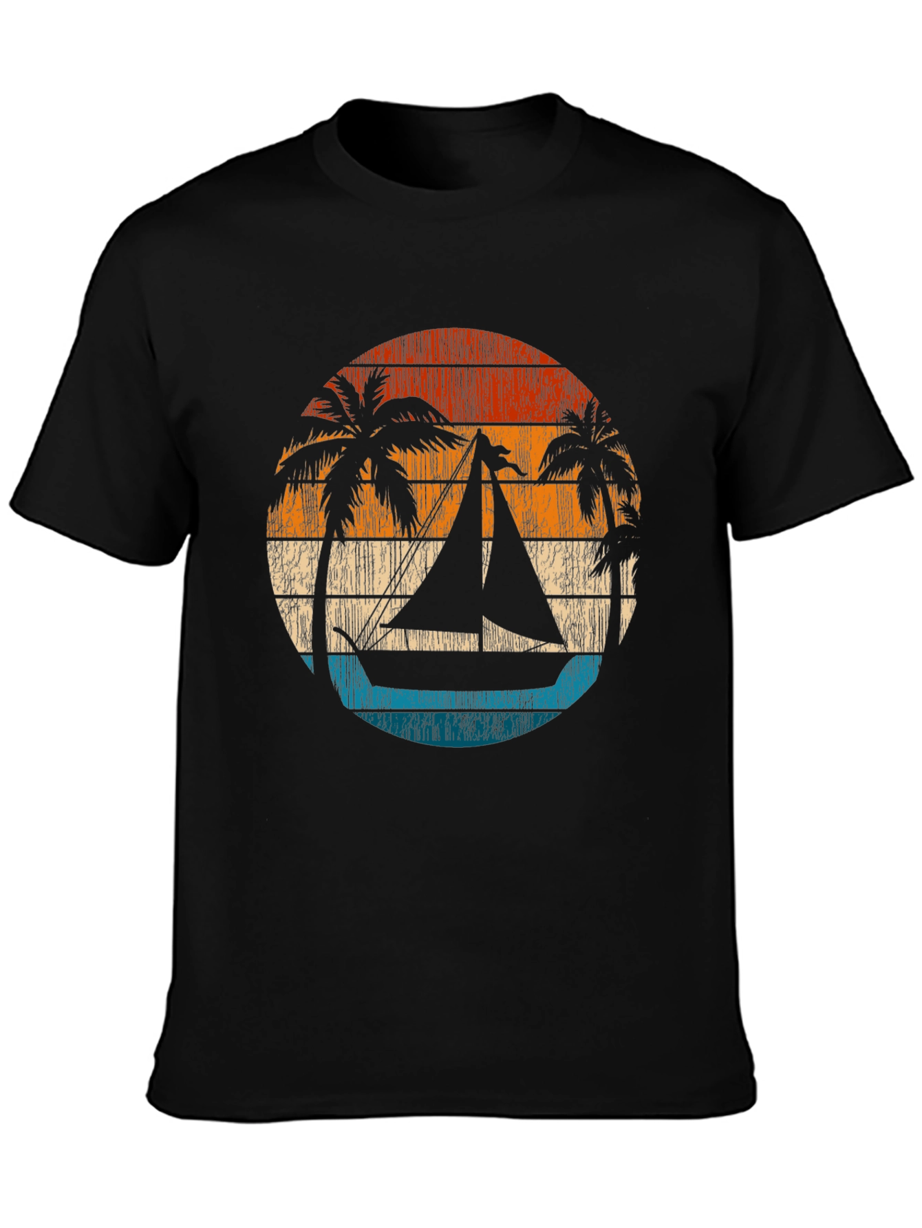 Retro Sunset Sailboat Graphic T-Shirt