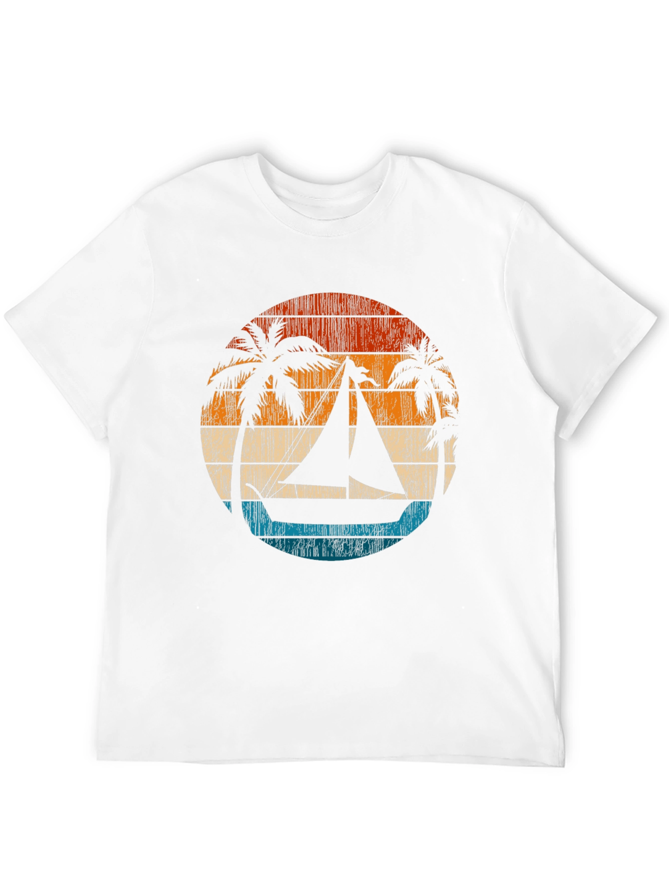 Retro Sunset Sailboat Graphic T-Shirt