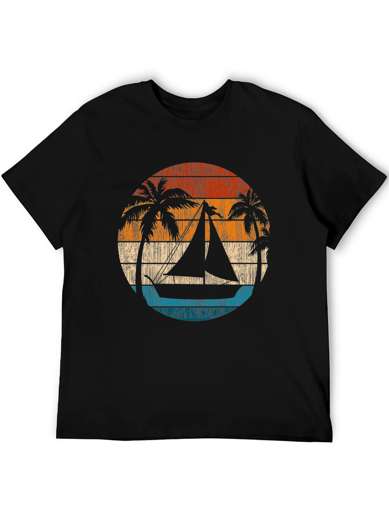 Retro Sunset Sailboat Graphic T-Shirt